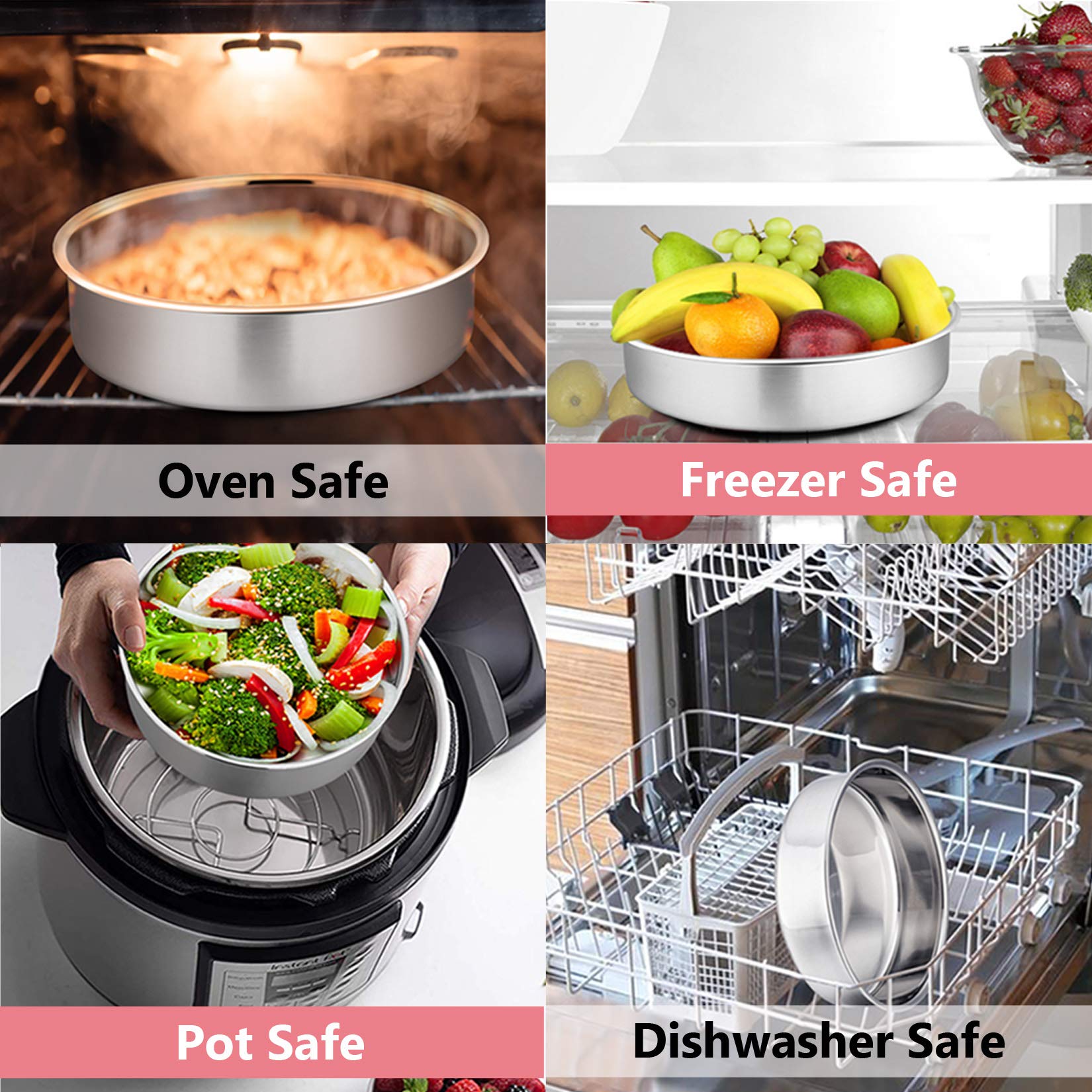 P&P Chef Cake Pan Set (4    & 6    & 8   ), Round Baking Layer Cake Pans, Stainless Steel Leakproof Bakeware Cake Tin For Birthd