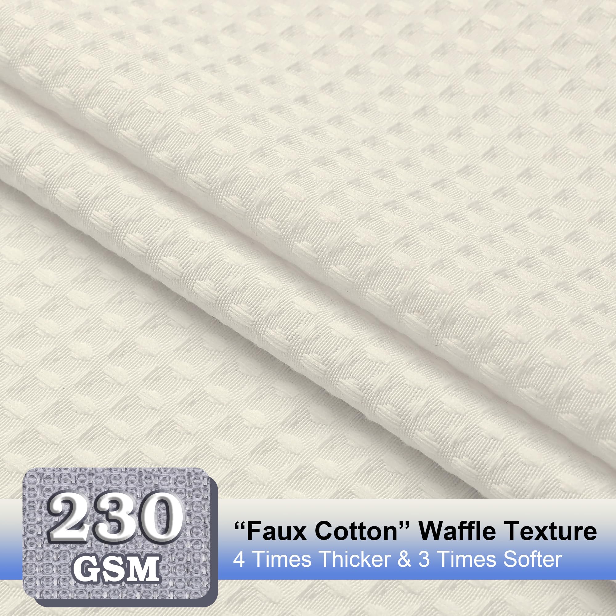 Ovzme Cream Shower Curtain Set, Waffle Textured Heavy Duty Fabric Shower Curtain For Bathroom, Luxury Hotel Weighted 230Gsm Bath