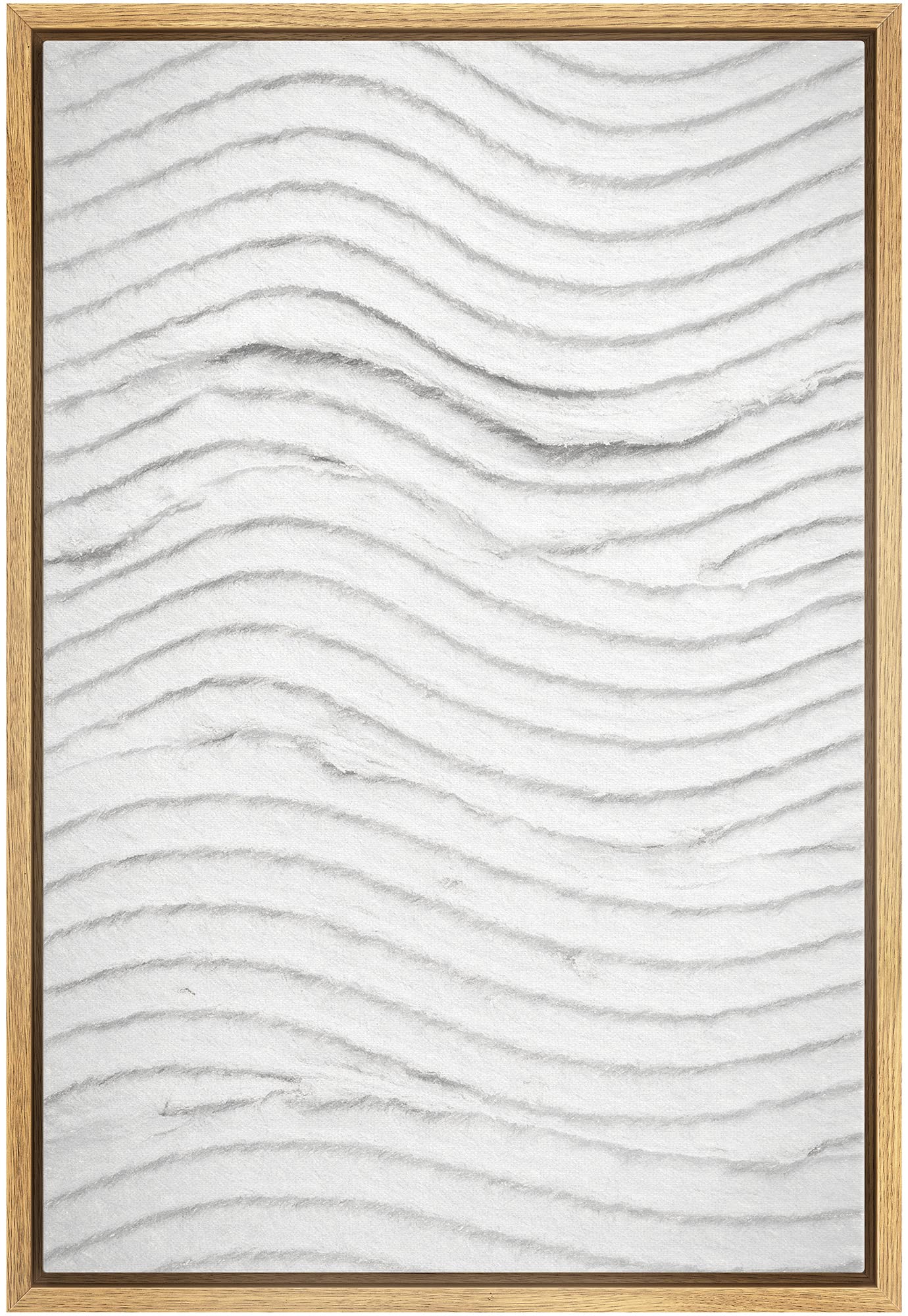 Signwin Framed Canvas Print Wall Art Grunge White Gray Minimal Wave Collage Abstract Shapes Digital Art Modern Art Decorative El