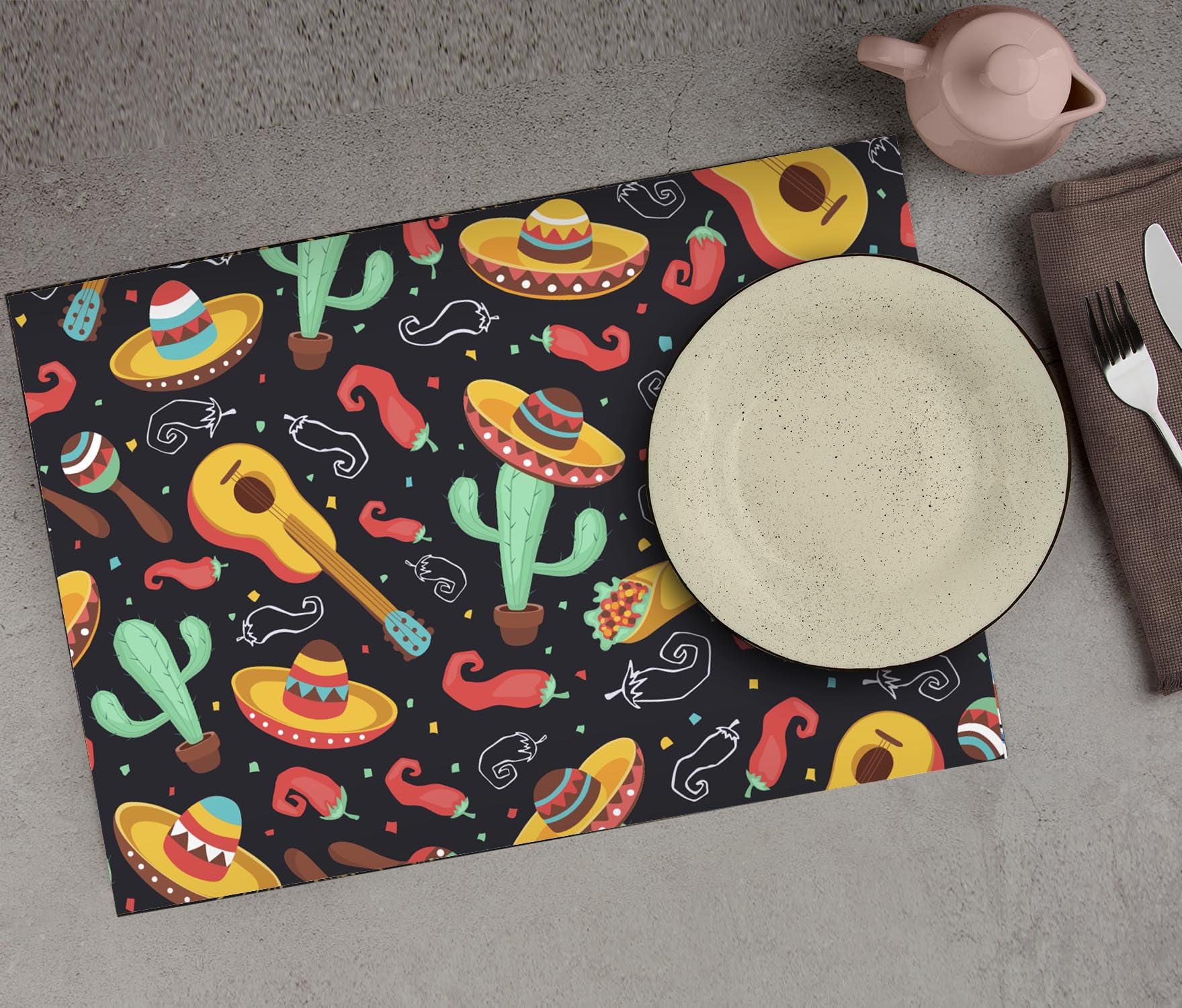 RAMPOSH Table Mats for Dining Table Set of 4 | Decorative Printed Placemats for Dining Table, Kitchen & Home | Stylish Table Mat