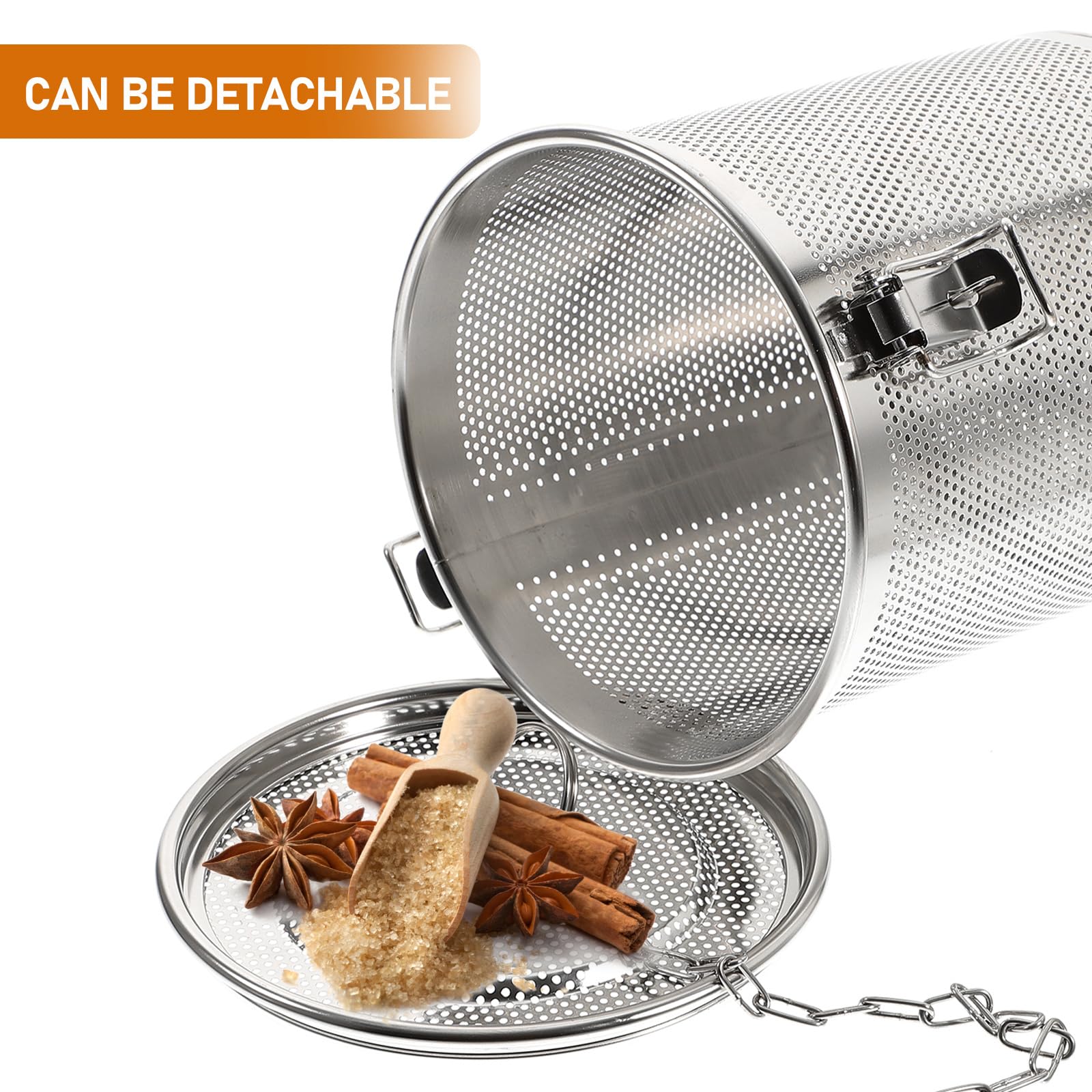 Yardwe Stainless Steel Tea Ball Strainer, Tea Infuser With Extended Chain Hook, Fine Mesh Cooking Infuser For Loose Leaf Tea Sea