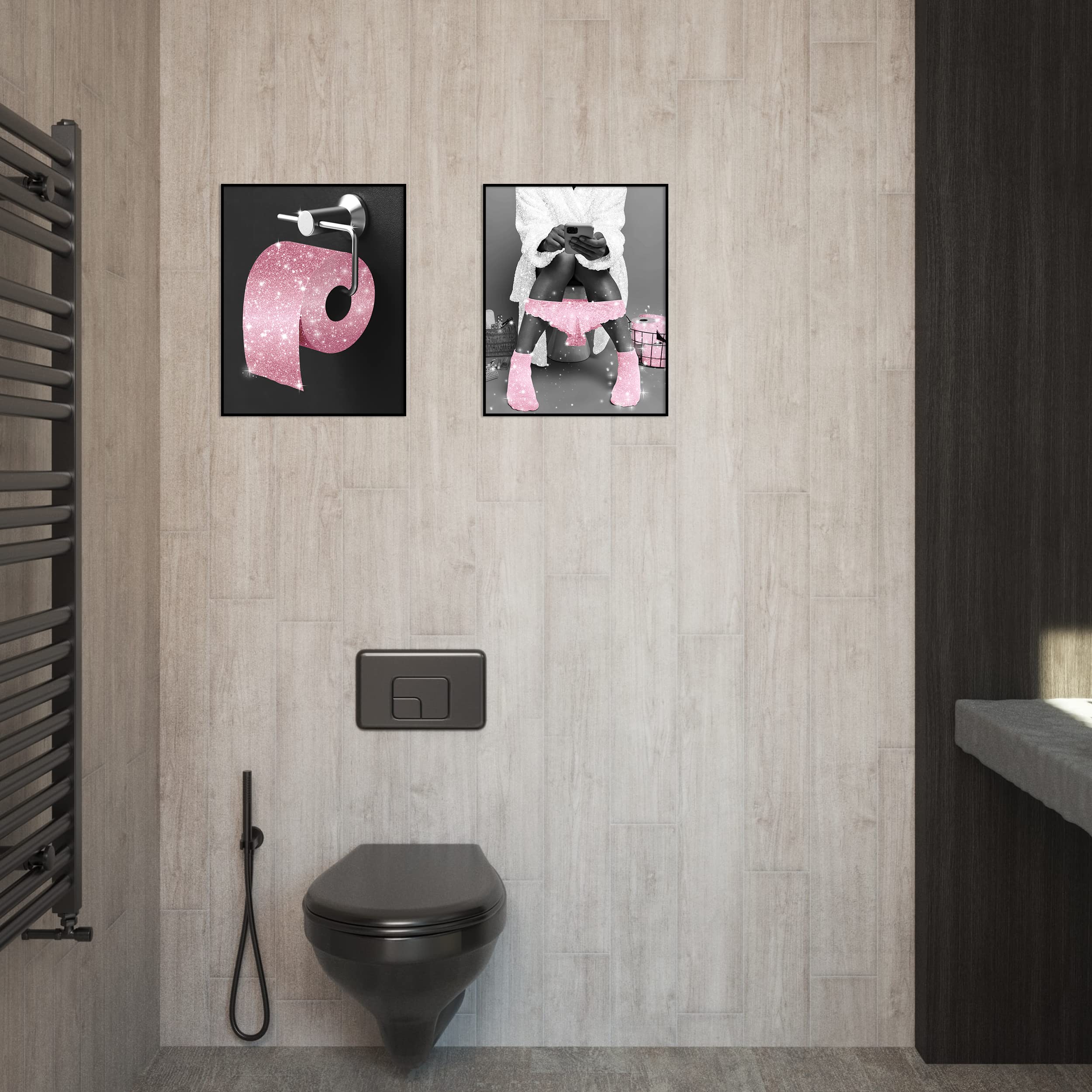 Luodroduo Fashion Wall Art Decor Prints Set Of 6 Black And White Pink Glam Glitter Canvas Posters Pictures Photos Artwork Wall M