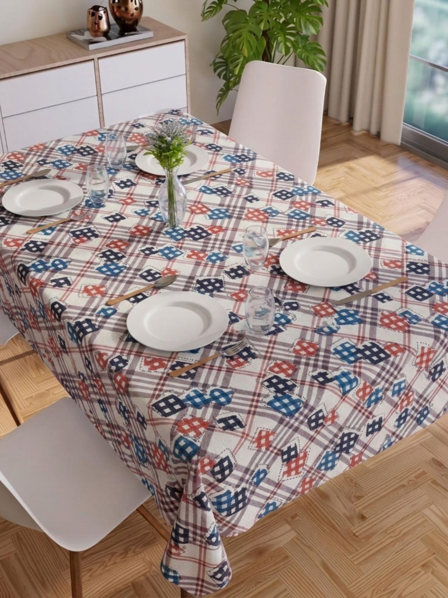Agroha 6Seater Floral PVC Dining Table Cloth Cover 54 x 78 Inch | Waterproof Dining Tablecloth | Printed Table Protector for Ki