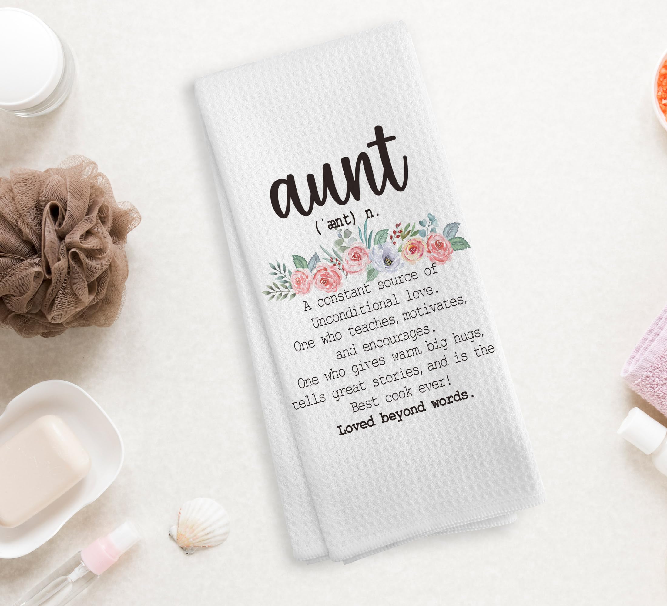 NOQL Aunt Gifts Kitchen Towels and Dishcloths, Aunt Gifts from Niece Nephew, Best Aunt Ever Gifts, Gifts for Aunt Hand Towels Te