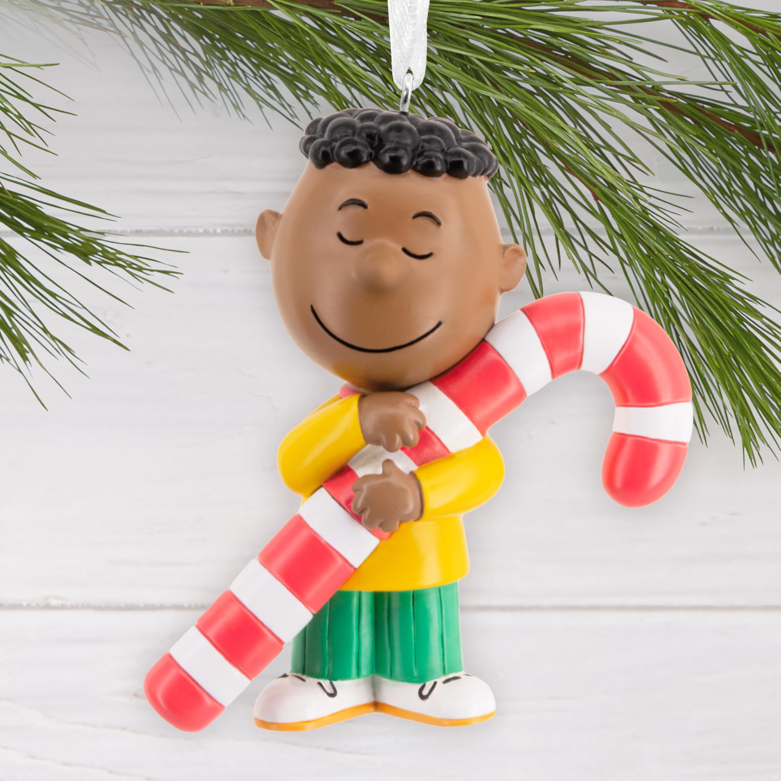 Hallmark Peanuts Franklin with Candy Cane Christmas Ornament, Gifts for Peanuts Fans