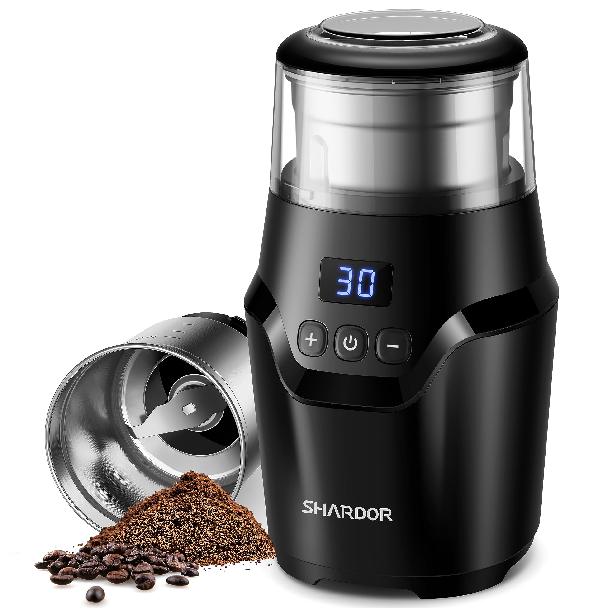 Shardor Adjustable Coffee Grinder Electric, Super Silent Electric Coffee Bean Grinder With Time-Memory Adjustment And Multi-Func