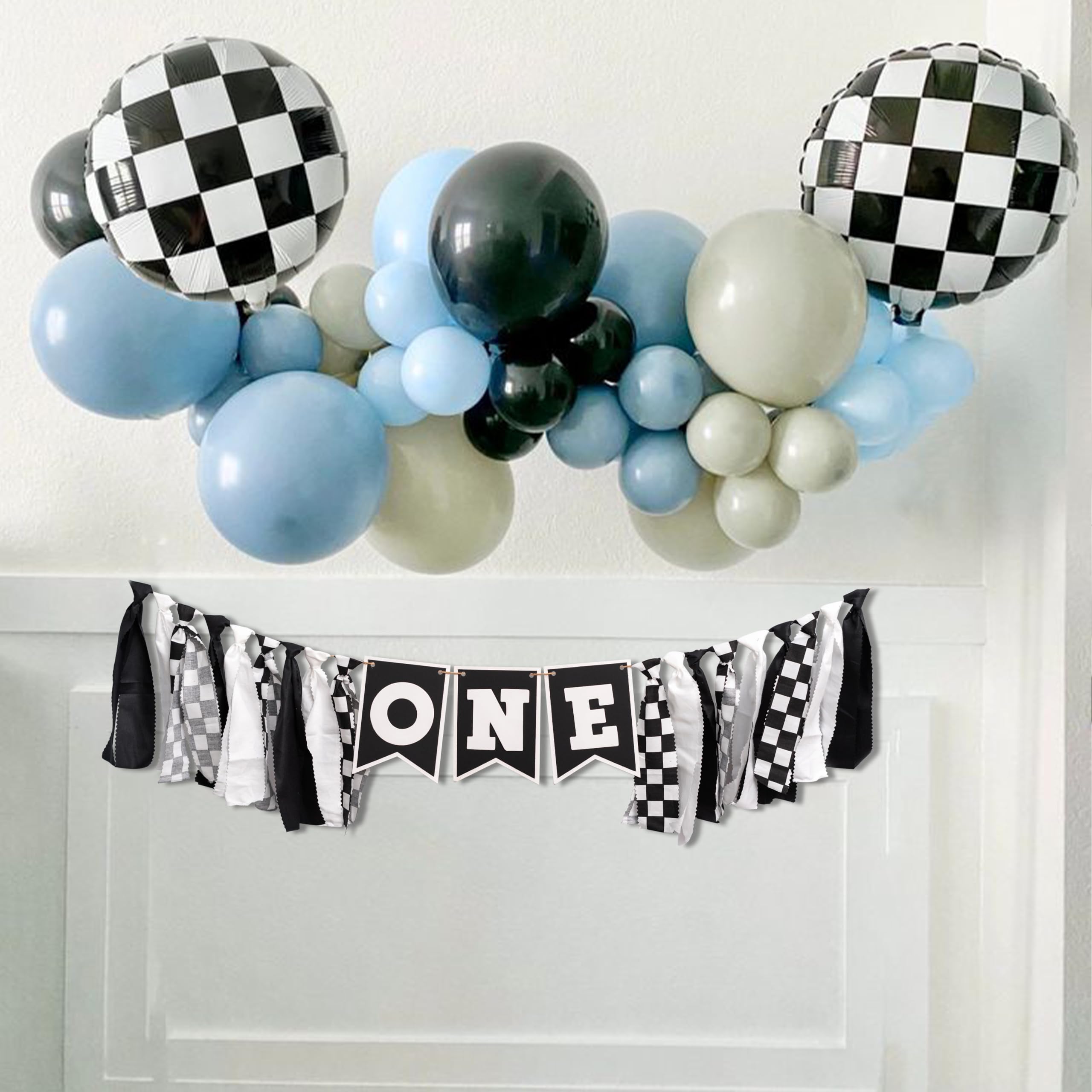Race Car Birthday Highchair Banner - Black White Race Car Birthday Decorations,1St Birthday Race Car Banner,First Birthday Photo