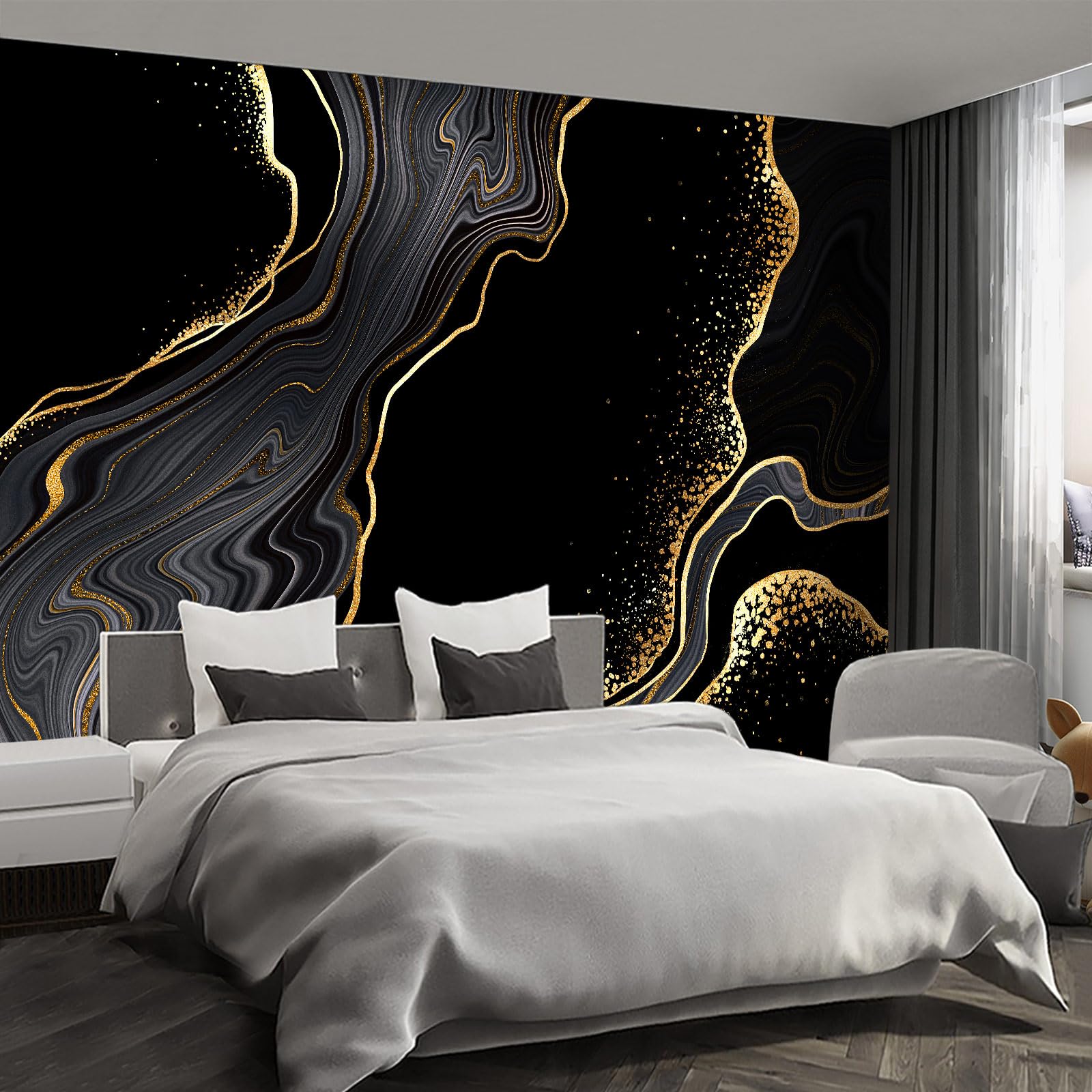 Fightal - 3D Relief Mural Hot foil Stamping Wallpaper for Living Room and Bedroom - L -96x137
