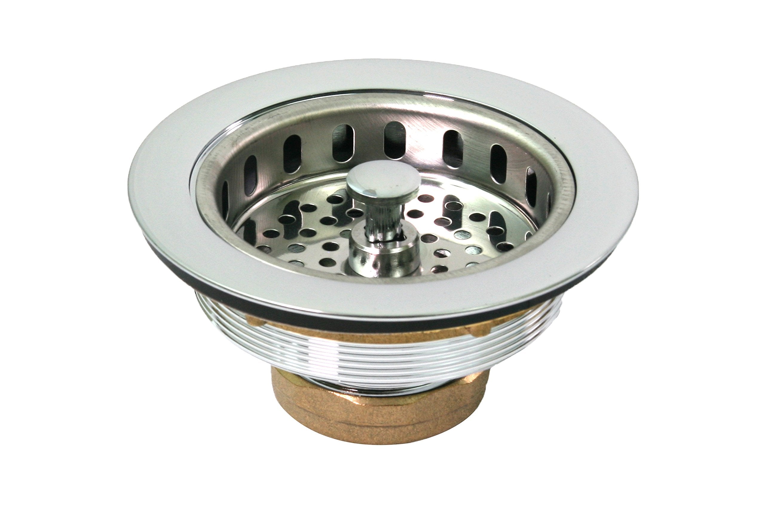 Highcraft 9734 Heavy Duty Kitchen Sink (3-1/2 Inch) Stainless Steel Drain Assembly with Strainer Basket Kohler Style Stopper, St