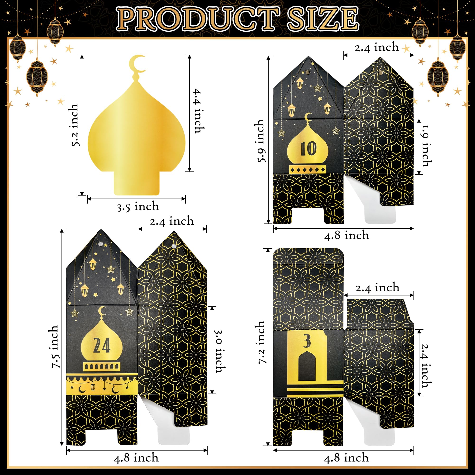 WATINC Ramadan Advent Calendar Decorations - 32pcs DIY Eid Mubarak Countdown Calendar, 30 Days Eid Advent Calendar Refillable Gi