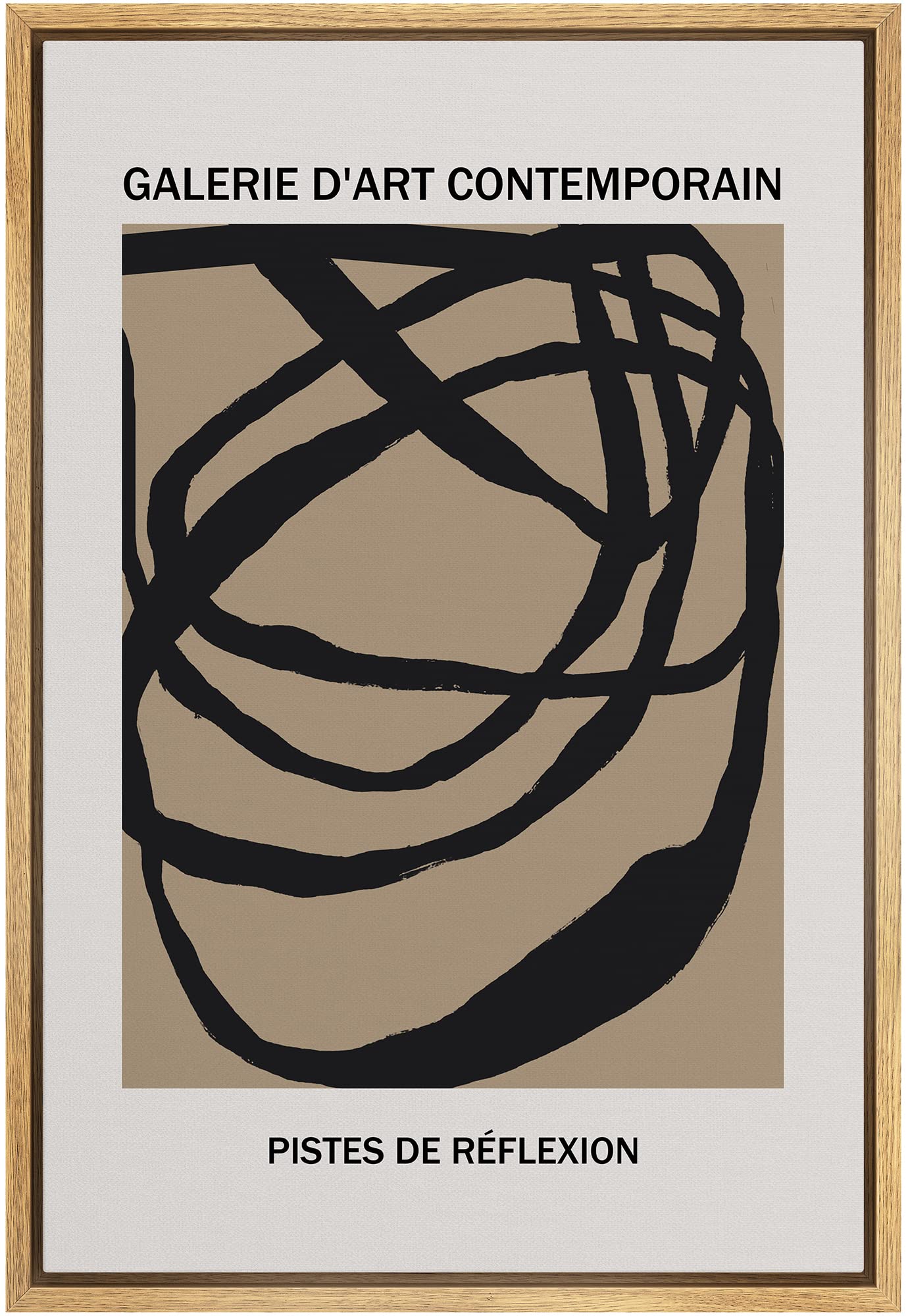 Signleader Framed Canvas Print Wall Art Geometric Black Tan Paint Strokes Classic Vintage Illustrations Fine Art Decorative Retr