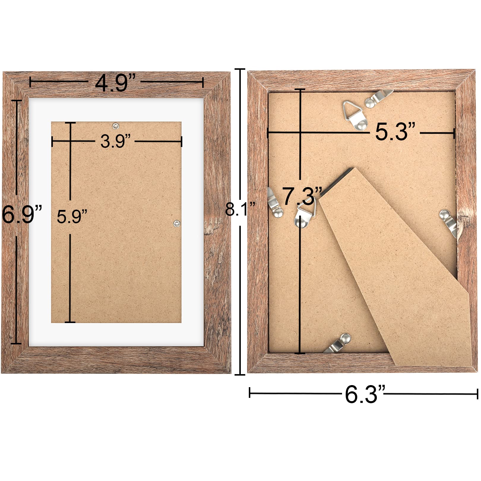 TOFOREVO 5x7 Picture Frames Set of 6 Rustic Wood Grain Photo Frame for Gallery Wall Mounting or Tabletop Display