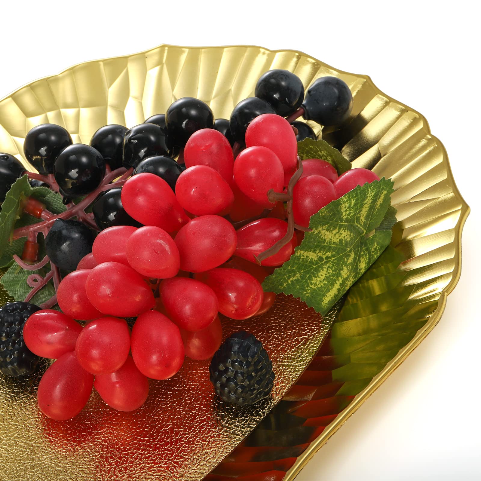 Avla 6 Pack Plastic Serving Tray, Gold Serving Platter Set, Reusable Party Snack Serving Tray, Decorative Food Appetizer Platter