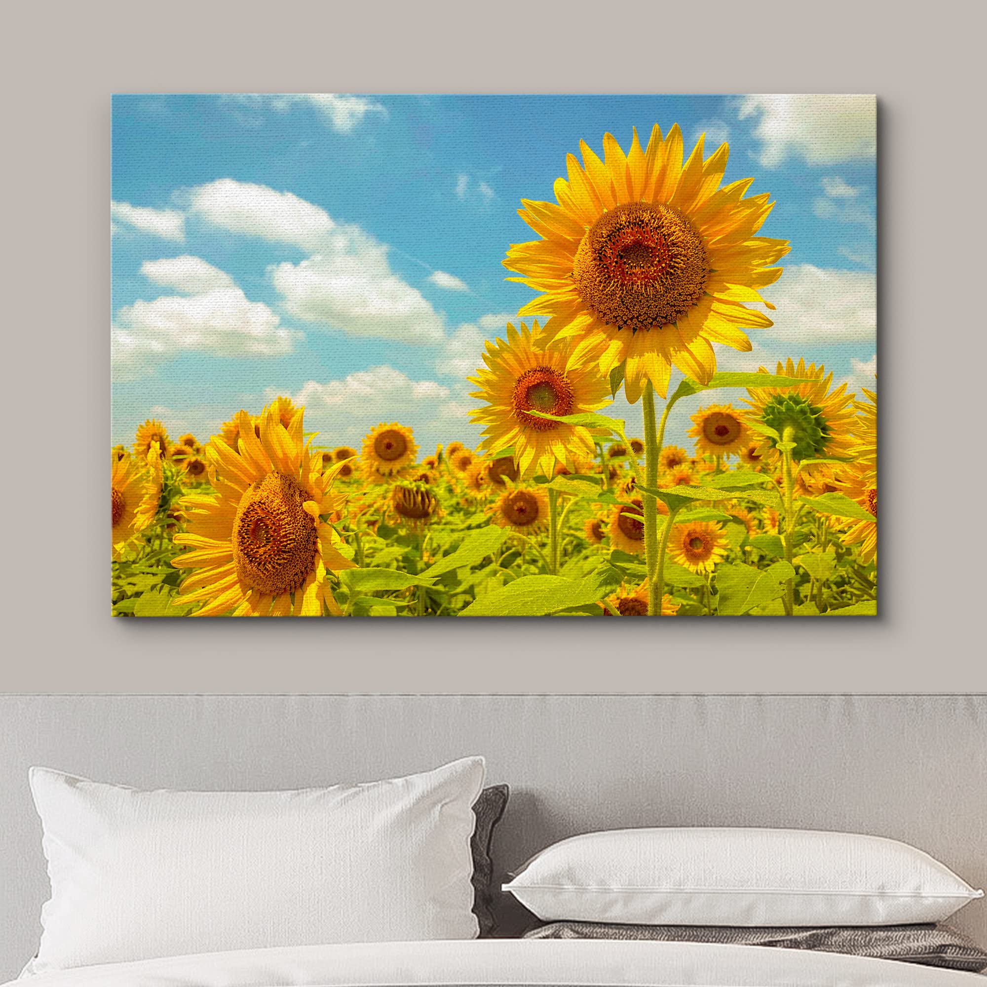 Wall26 Canvas Print Wall Art Summer Spring Sunflower Field Landscape Nature Floral Photography Realism Botanical Wilderness Zen