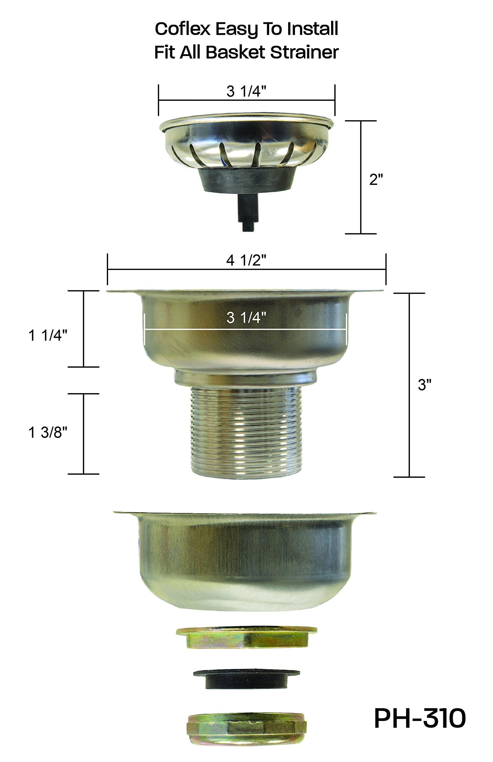 Coflex Easy To Install, Fit All, Classic Sink Basket Strainer