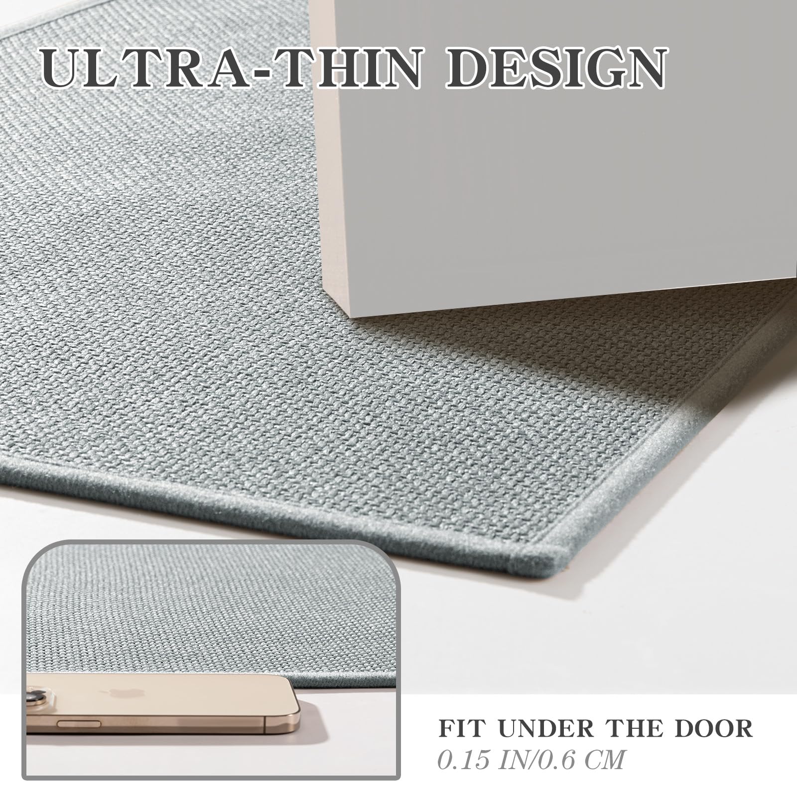 Chakme Bathroom Rugs Mat 59X25, Ultra Thin Non Slip Bath Mat Large Quick Dry Absorbent Bath Mat For Bathroom Floor, (Light Grey,