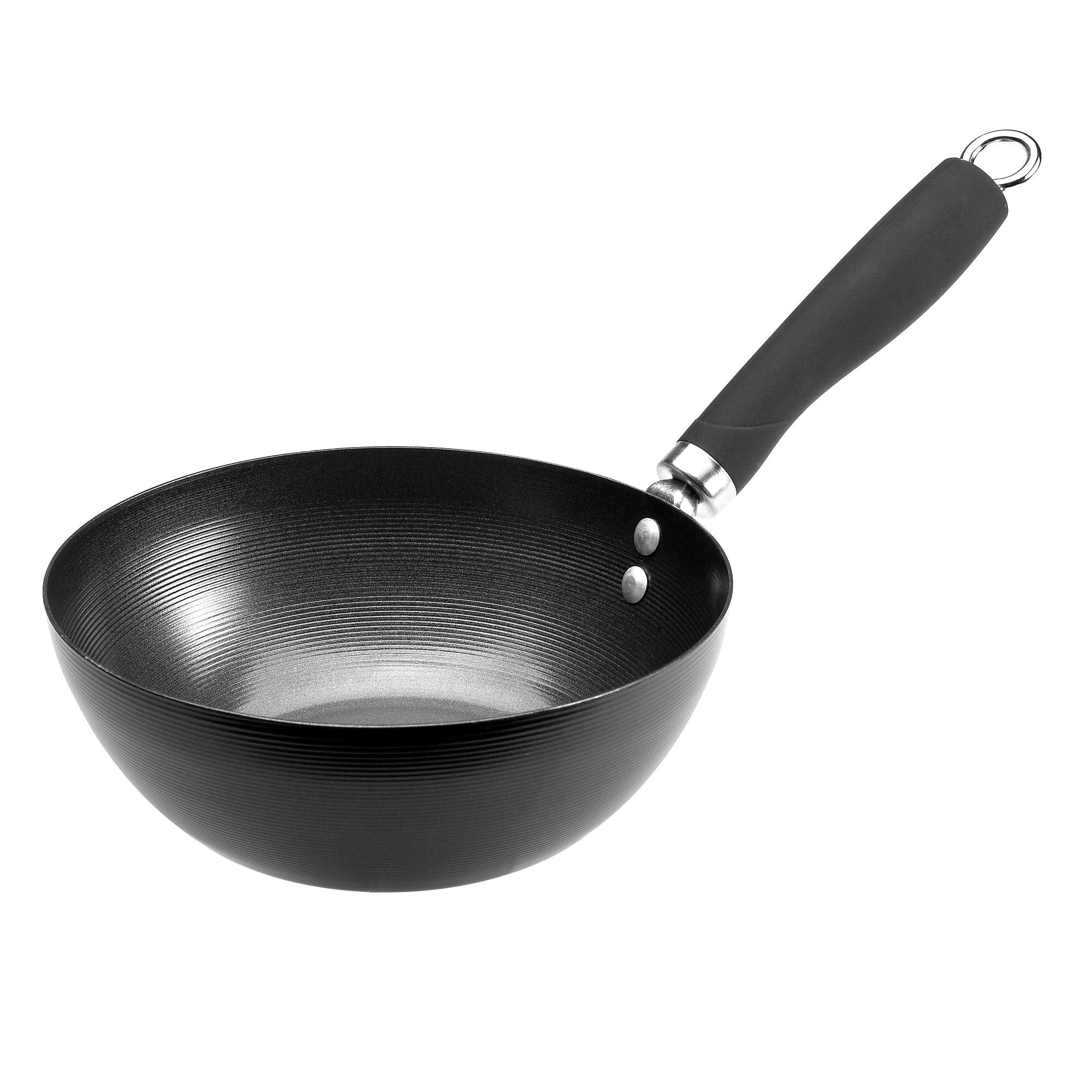 Ecolution Non-Stick Carbon Steel Wok With Soft Touch Riveted Handle, 8'',Black
