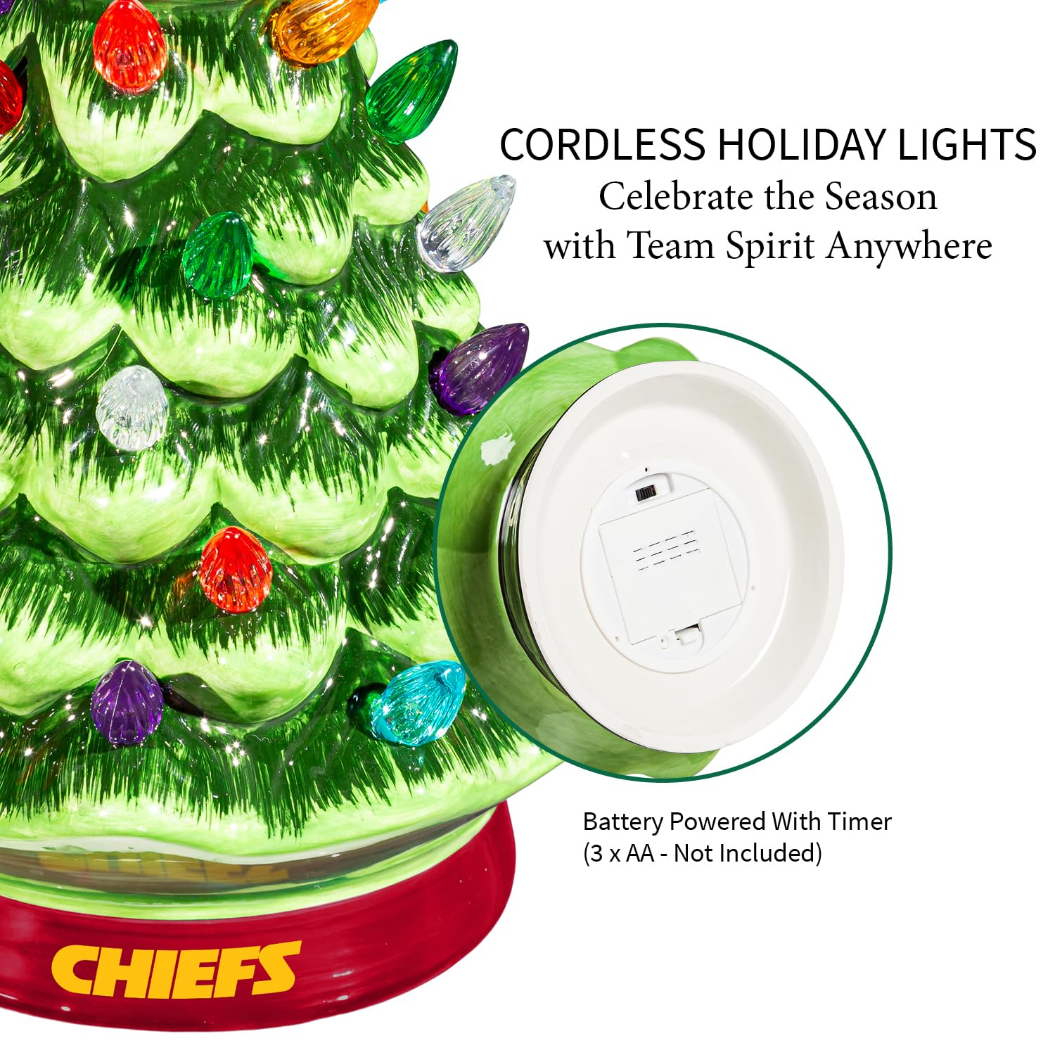 NFL Kansas City Chiefs Christmas Trees That Light Up | 8 LED Vintage Christmas Tree | Officially Licensed Team Logo | Christmas