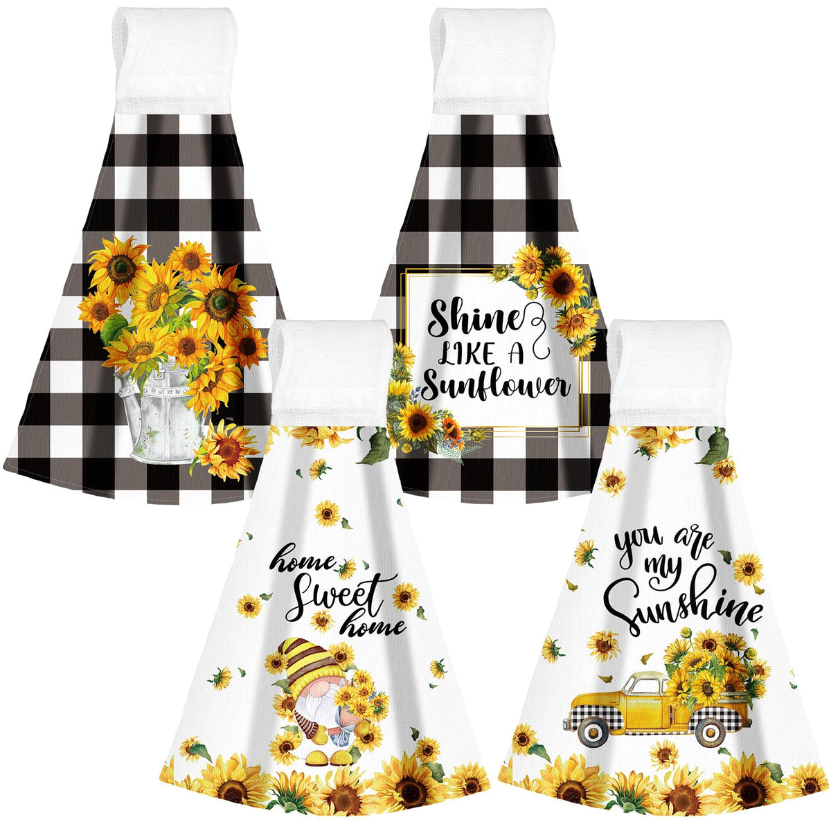 Sratte 4 Pcs Hanging Hand Towels Theme Gift Hanging Kitchen Towels Bath Towels Dish Towel Absorbent Oven Stove Washcloth With Lo