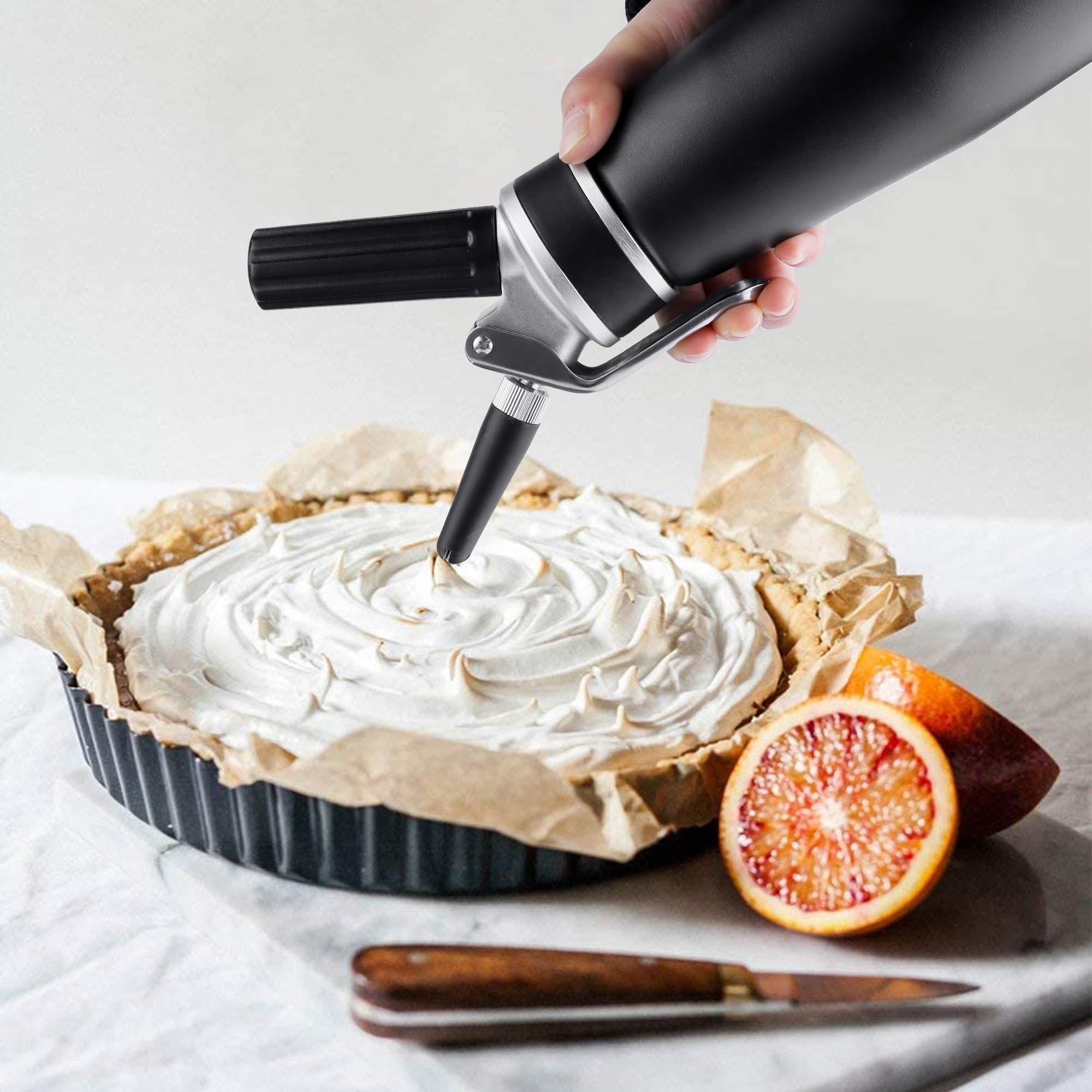 Sivaphe Professional Whipped Cream Dispenser Aluminum Grade Canister, Heavy Duty Cream Whipper Homemade Bliss, Portable Whipped