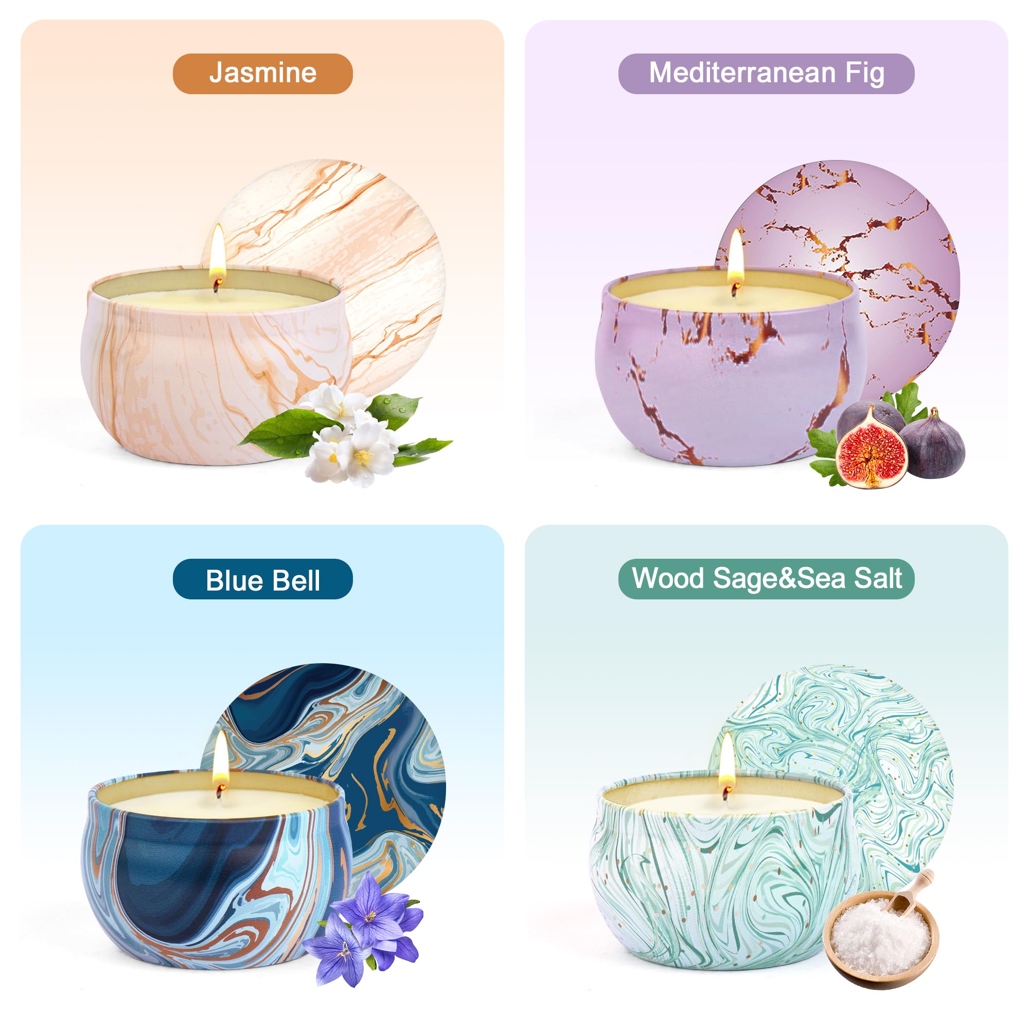 Christmas Candle Gifts - Scented Candles Gifts Set for Women, 4 Packs Aromatherapy Candles for Home Scented, 120H Long Burning N