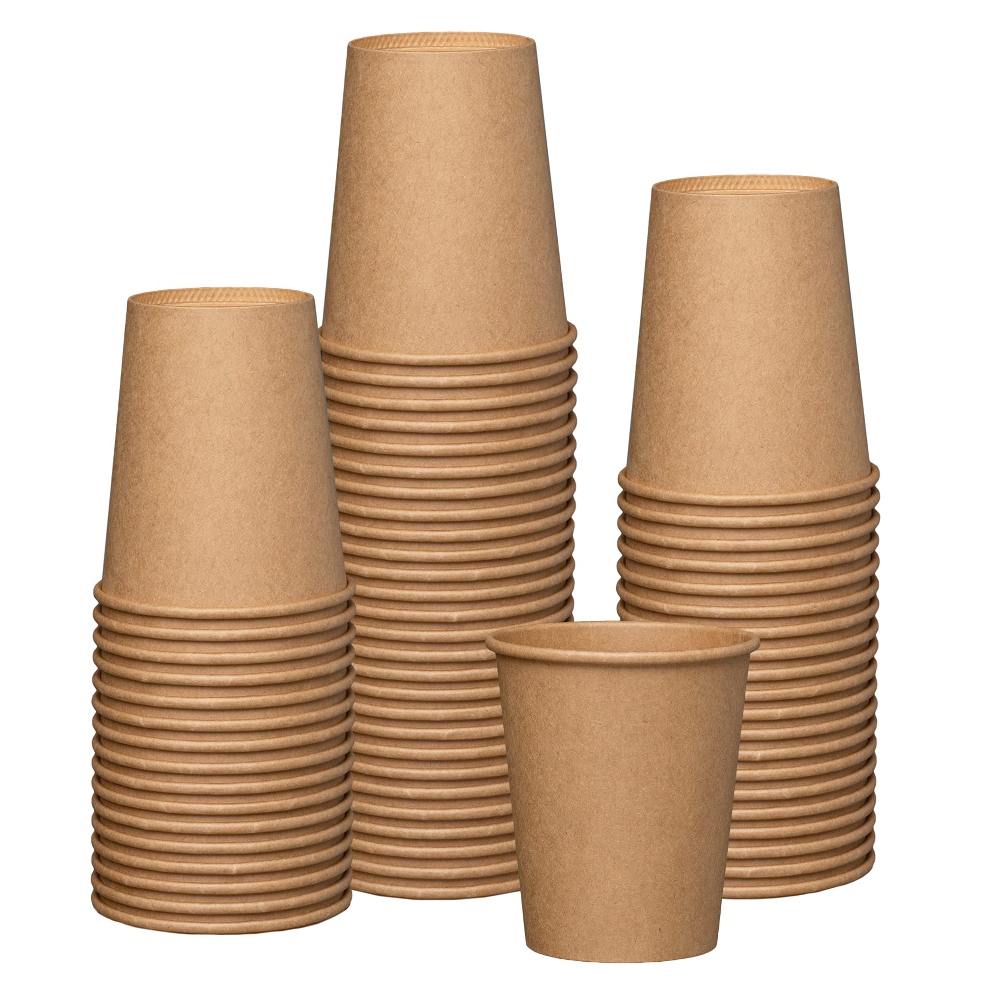Comfy Package [8 Oz. - 100 Pack Kraft Paper Hot Coffee Cups- Unbleached