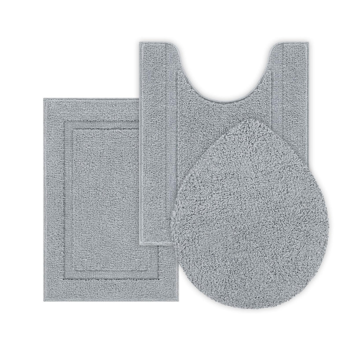 Shacos Micorfiber Bathroom Rugs Set Of 3 Pieces Small Bath Mats 16''X24'' Toilet Lid Cover U Shaped Toilet Rug Set Fluffy Plush