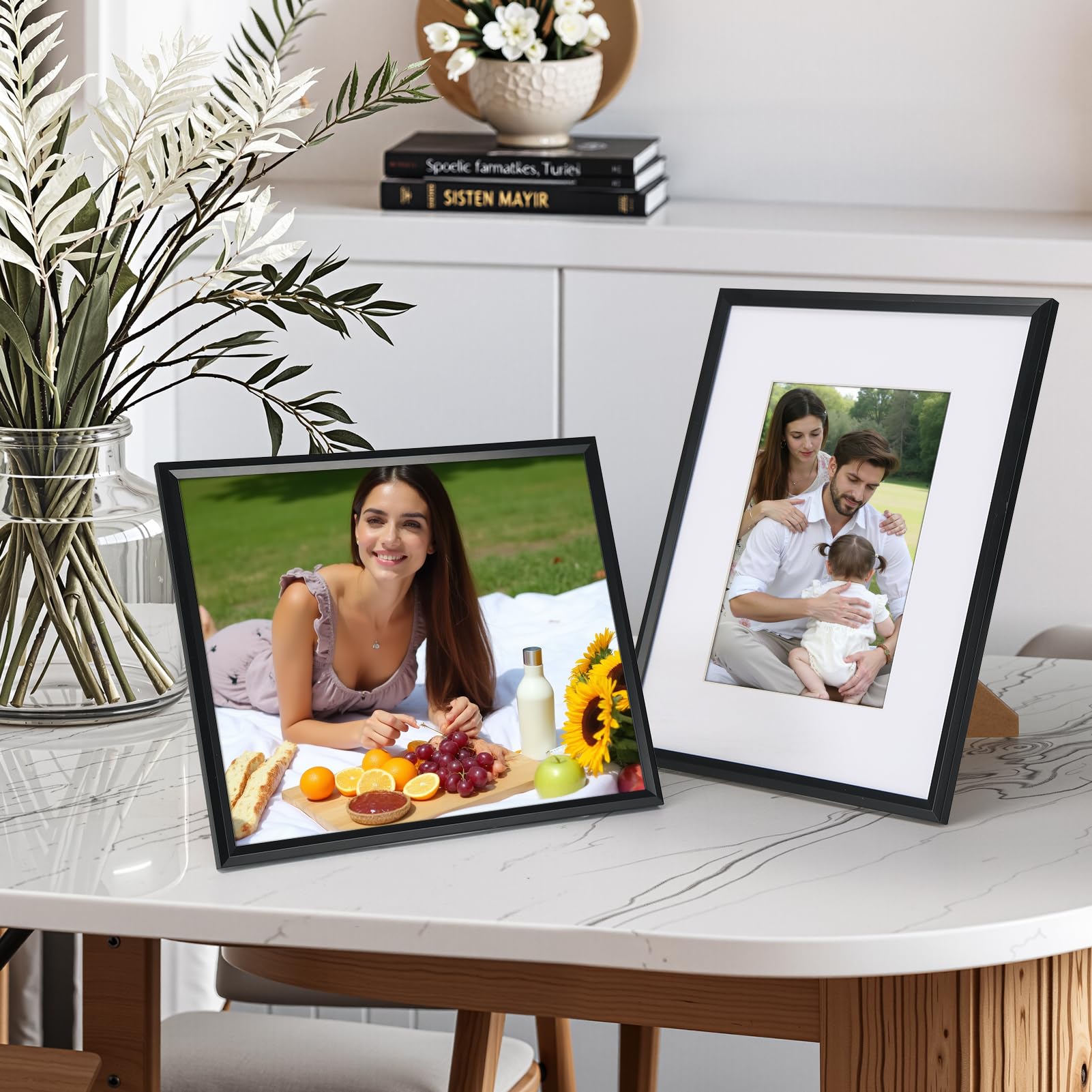 Edenseelake 8x10 Picture Frame Set of 6, Display 5x7 Picture with Mat or 8x10 Without Mat, Black Photo Frame for Wall Hanging or