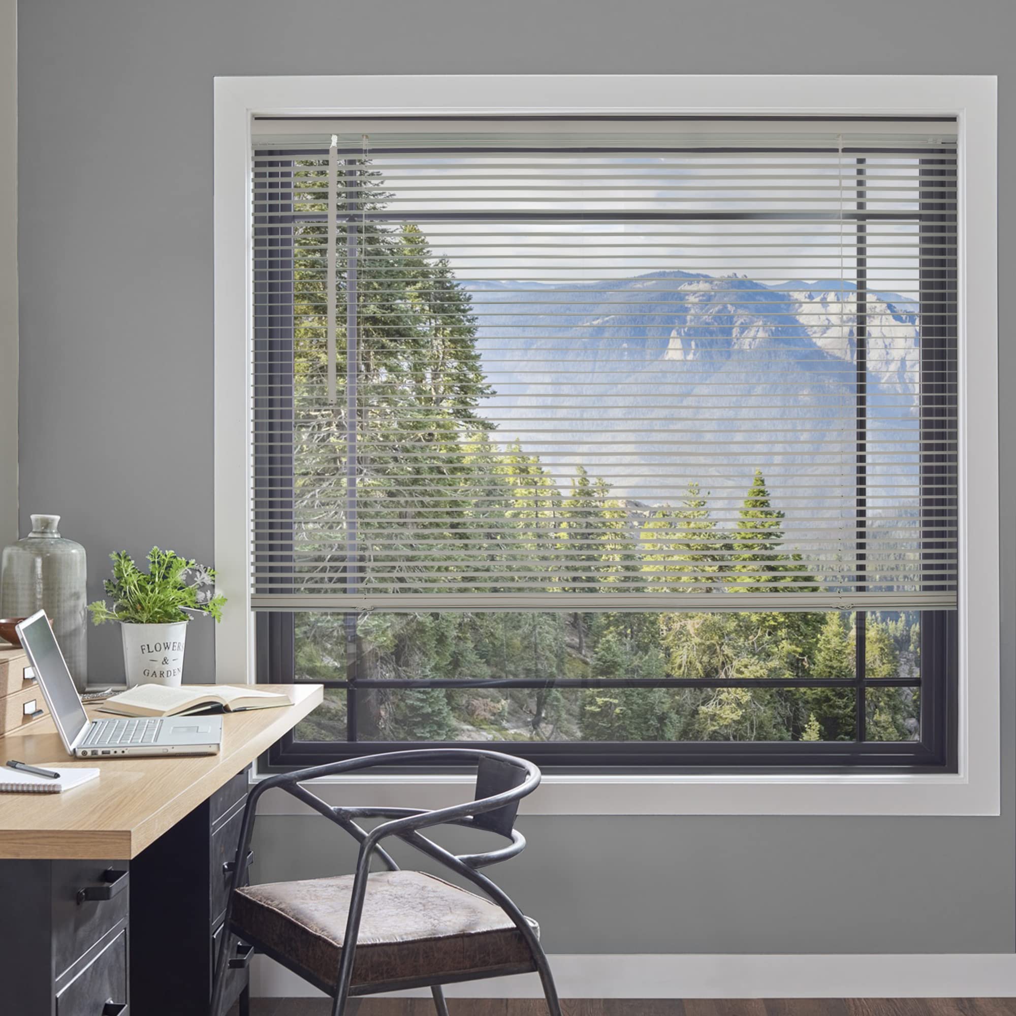 CHICOLOGY Mini Blinds for Indoor Windows - 70W x 48H, Gray Horizontal Vinyl Blinds | Cordless | Easy to Install | Sleek Low-Prof