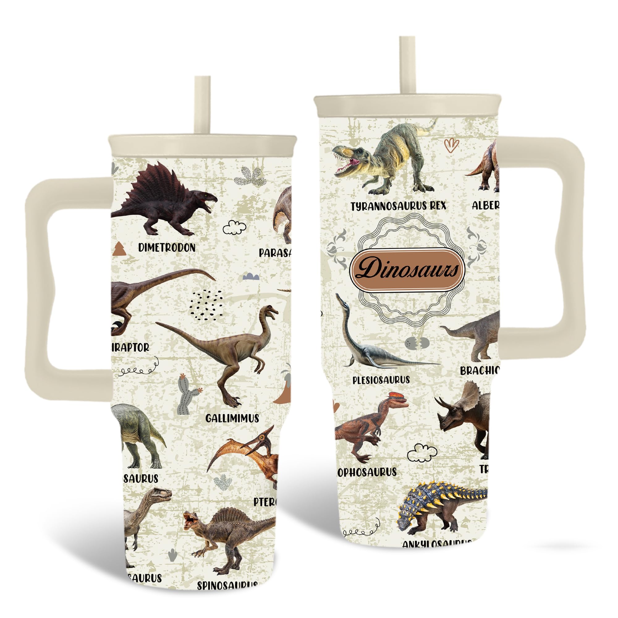 TNASURHUS Dinosaur 24oz Water Bottle with Handle & Straw, Gifts for Men