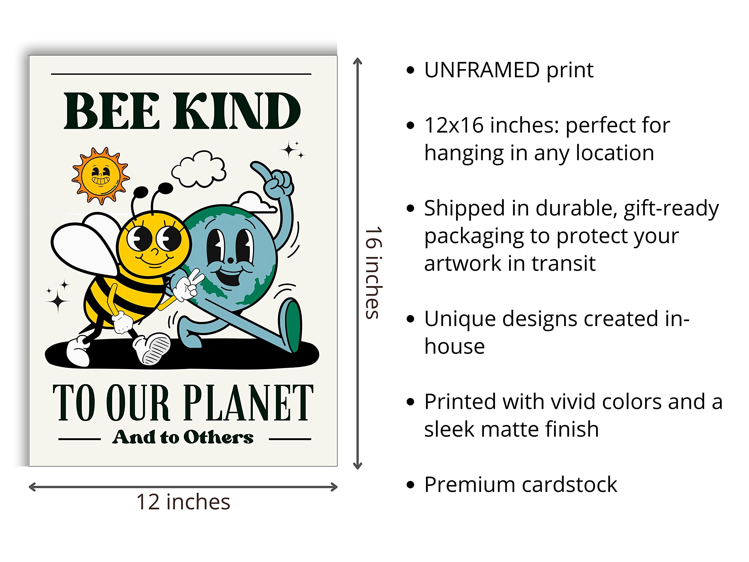 Lava Land Retro Positive Posters For Room Aesthetic Wall Art Print, Cute Retro Be Kind Kindness 70S Posters For Classroom, Room,