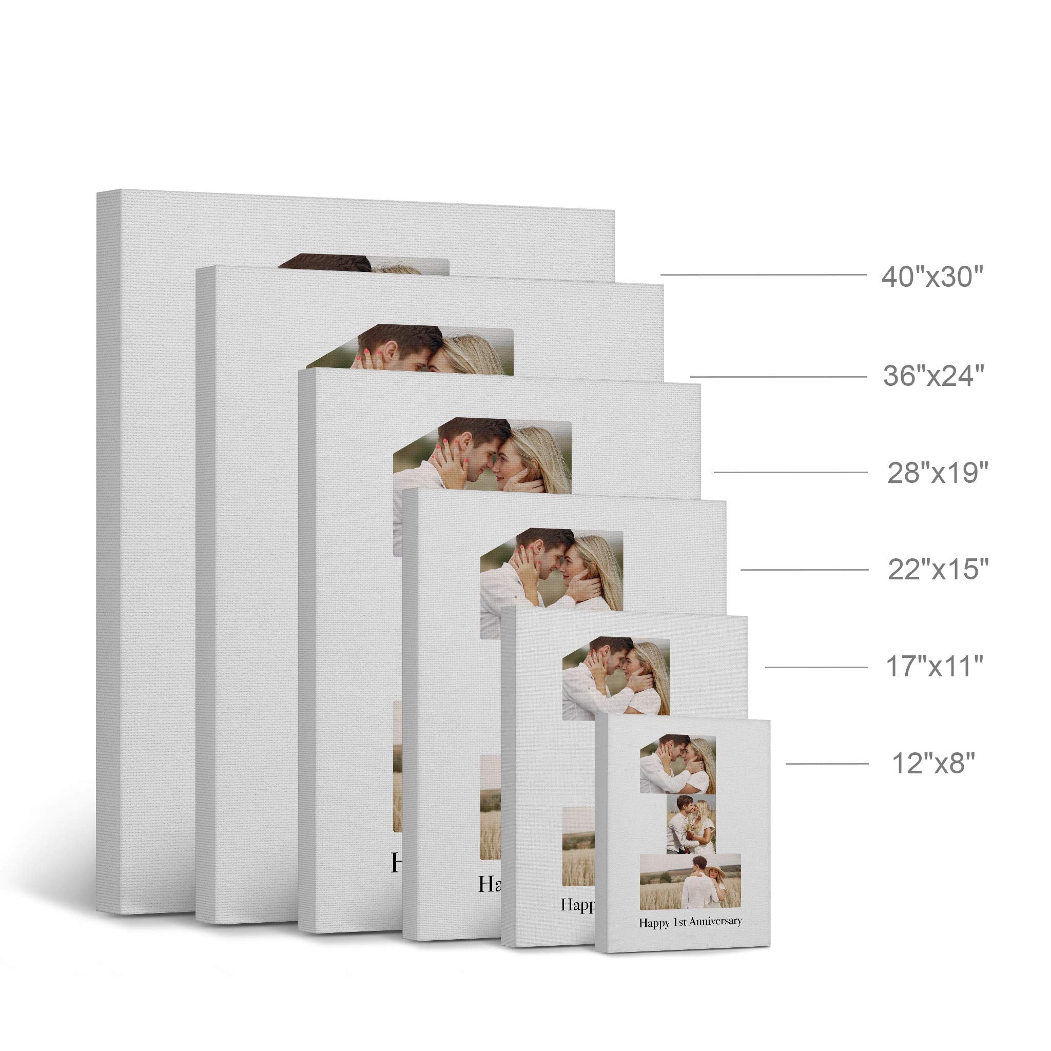 Smile Art Design Custom Photo Print Canvas Print with Your Photos Personalized Photo Upload 3 Images Collage Picture Happy 1st Anniversary Personalized Gifts for Couples Wife Husband - 17x11 inches