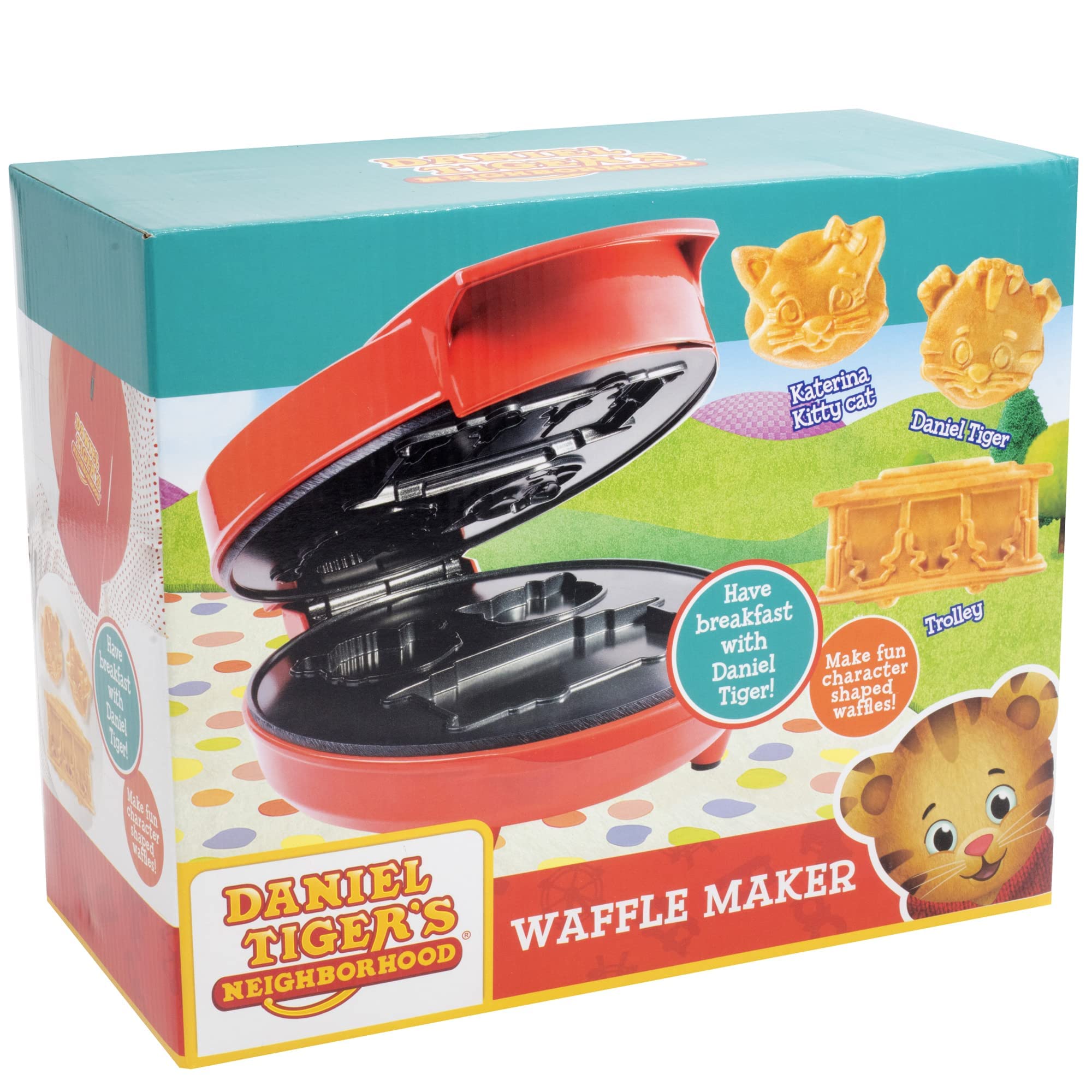 Daniel Tiger Neighborhood Waffle Maker Iron- Electric Nonstick Waffler Feat. 3D Mini Character Shaped Waffles Pancakes- Daniel T