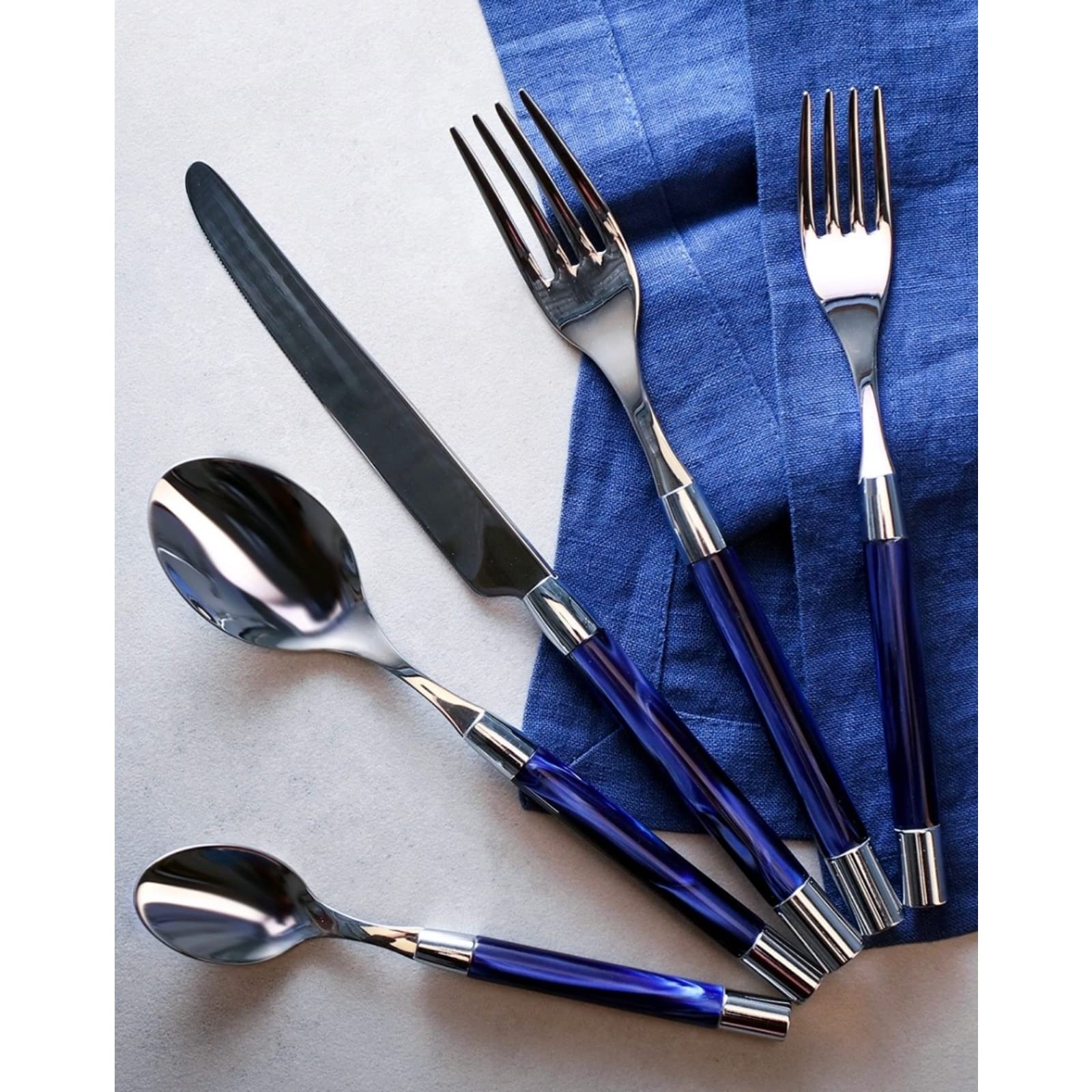 Capdeco Conty Blue Serving Spoon Large Stainless Steel Buffet Dinner Restaurant Serving Spoons Catering Serving Utensils For Par