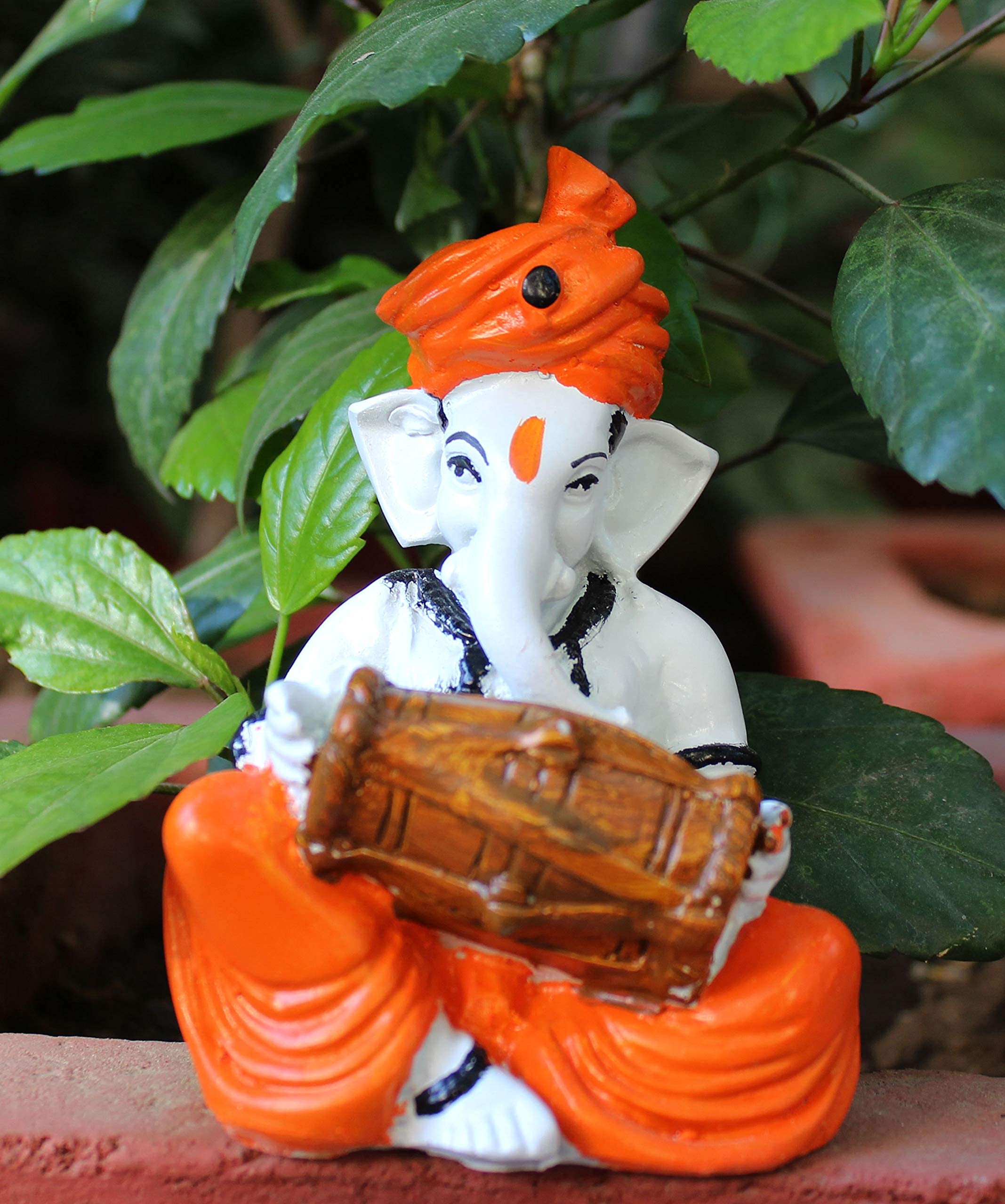 Nrson Handcrafted Lord Ganesh Play Dholak Statue Ganesha Ganpati Ji Idol Murti For Pooja,Gift, Office Desk& Home Decor,Table Dec