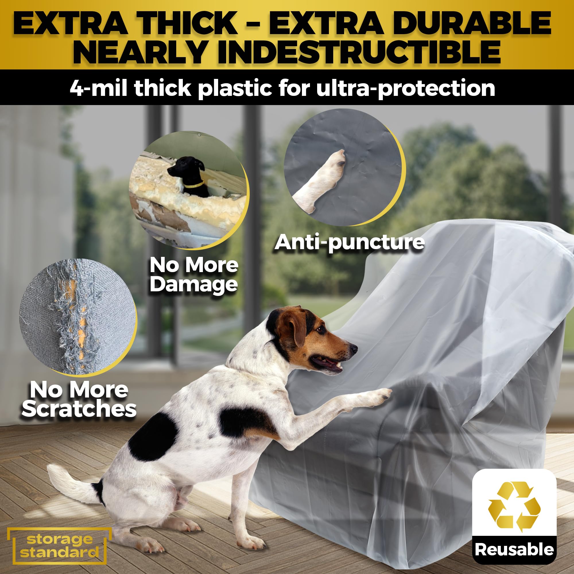 Plastic Furniture Covers For Moving Storage - Heavy-Duty Chair Cover Protectors, Waterproof & Dustproof Clear Moving Bags For Ar