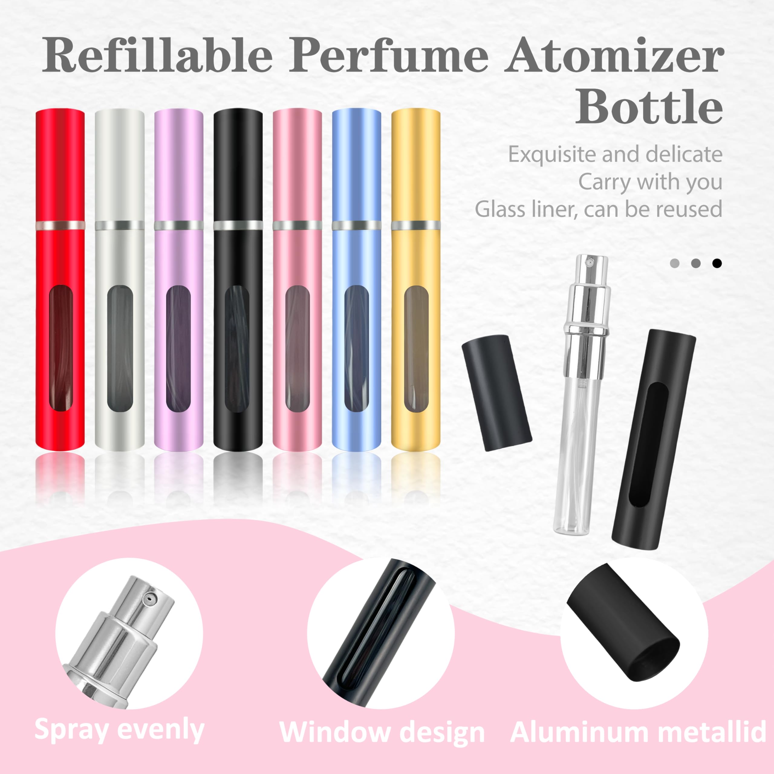 Kewjug 2 Pack Refillable Mini Perfume Atomizer Bottle