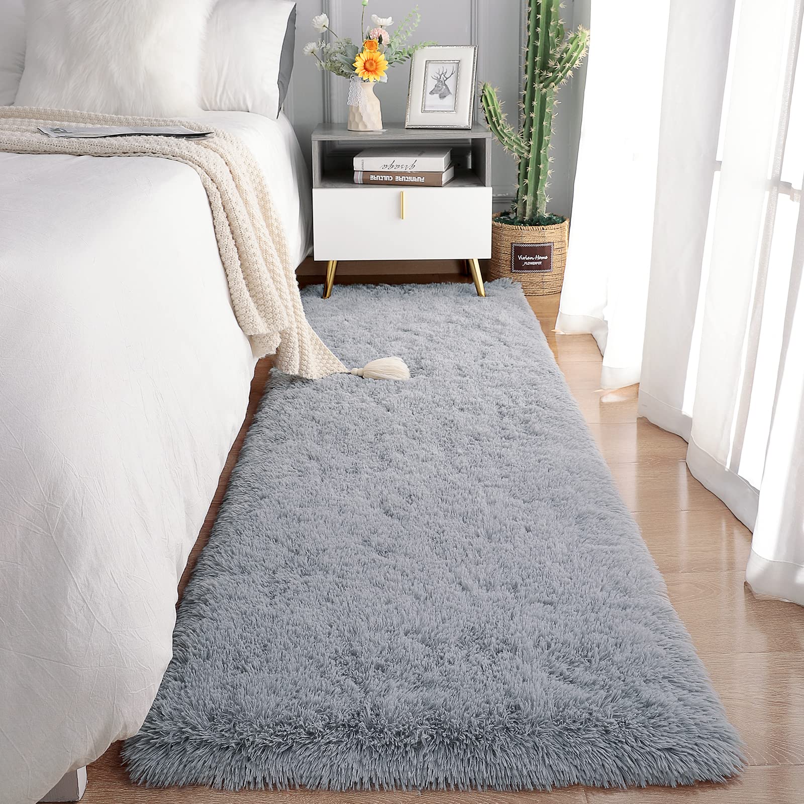 Chicrug Soft Runner Rug for Bedroom Living Room Plush Fluffy Rug 2x8 Feet, Shag Furry Runner Rug Carpet Non Shedding for Nursery