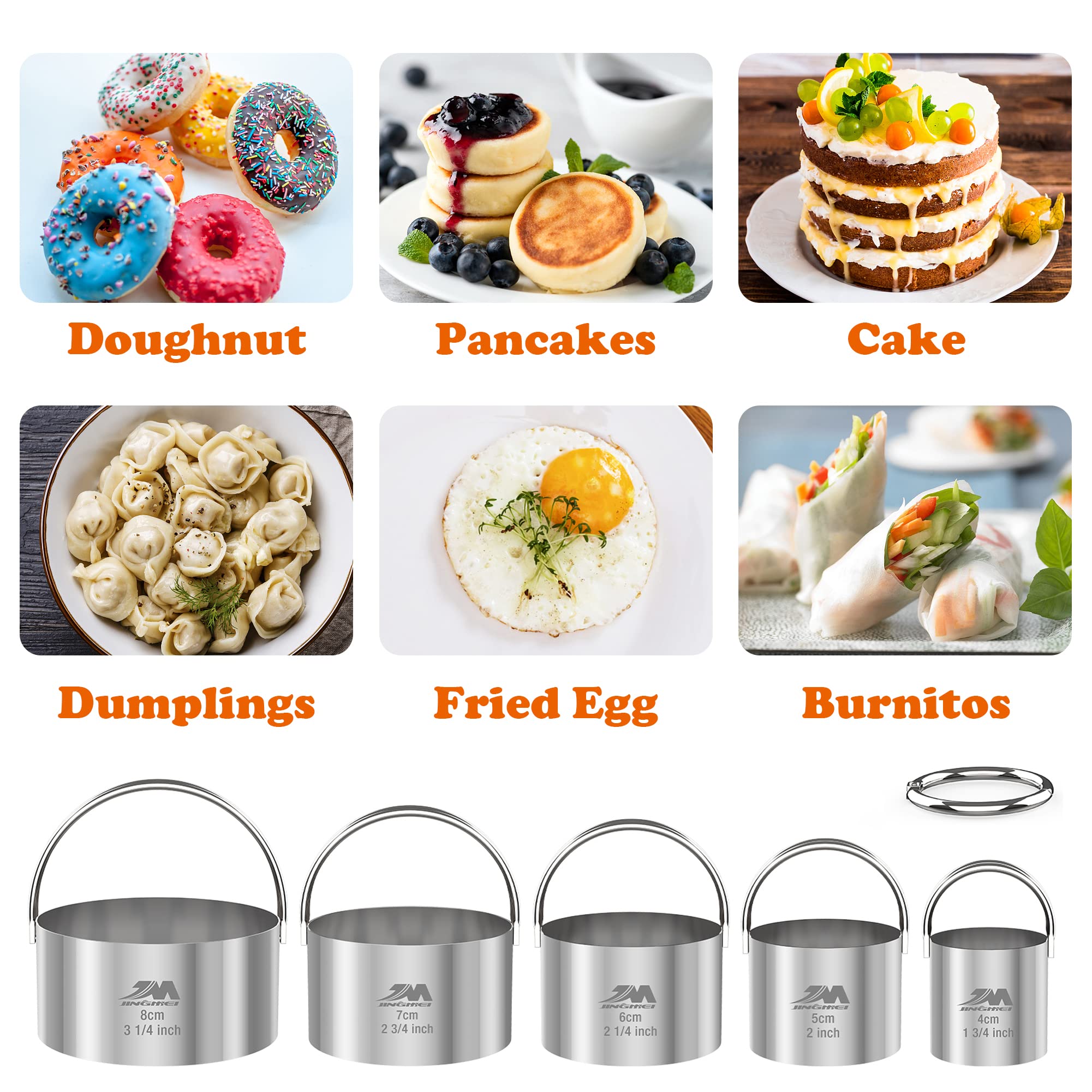 M JINGMEI Biscuit Cutter Set for baking (5 Pieces/Set)  Round Cookies Cutter with Handle  Professional Baking Dough Tools