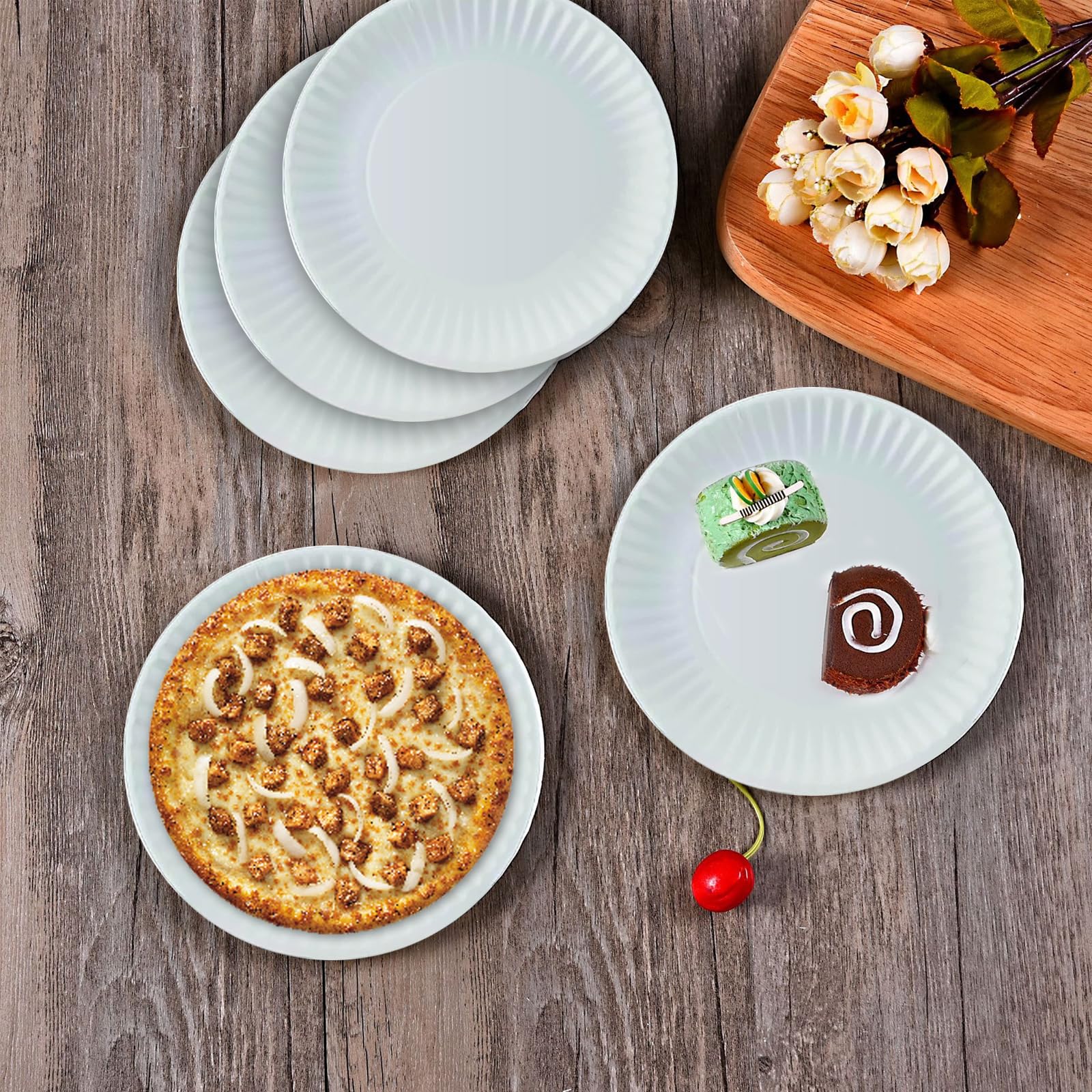Perfect Stix 9 Inch Paper Plates (Pack of 500) Uncoated White Paper Plates. 9 Inches.