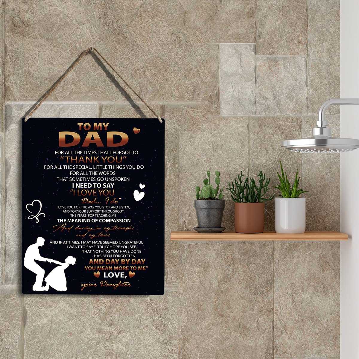 To My Dad Wooden Hanging Sign - Best Dad Gifts for Birthday, Anniversary & Fathers Day - Wall Art, Home Decor - 8 x 10 Inches