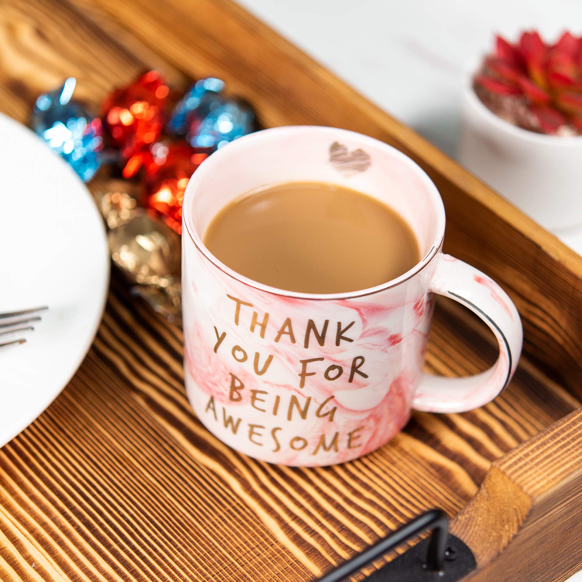 Hendson Ceramic Coffee Cup - Pink - Funny Thank You Gifts for Women, Friends, Coworkers - Inspirational Birthday, Graduation, New Job Presents