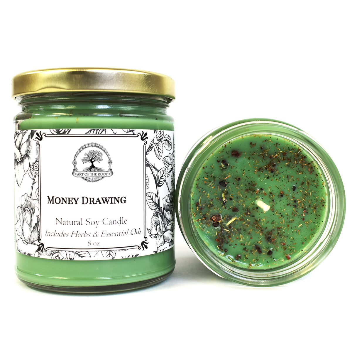 Money Drawing 9 oz Soy Spell Candle | Use in Rituals Relating to Wealth, Financial Security, Prosperity & Abundance | Wiccan, Pa