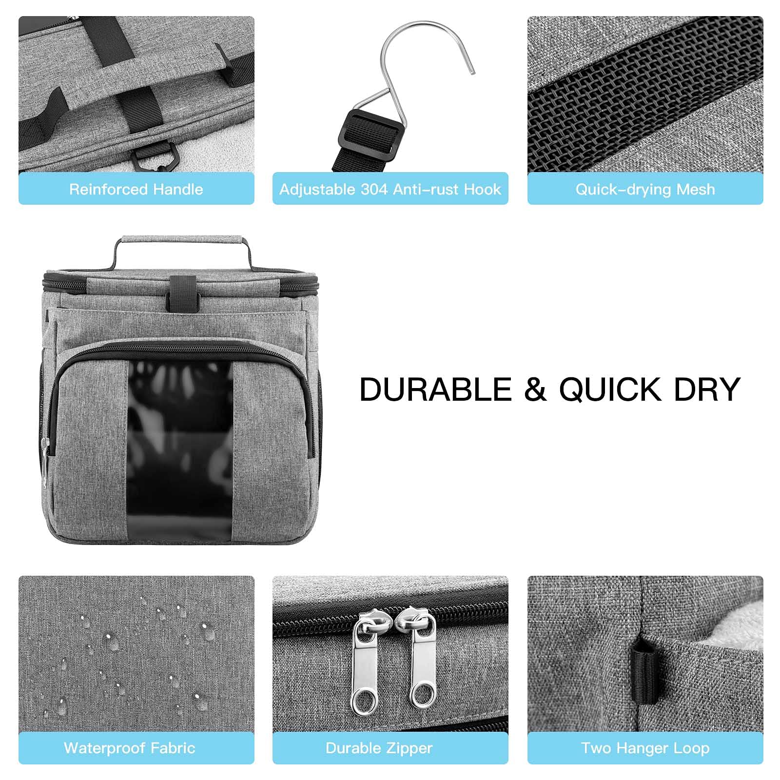 Bukere Portable Shower Caddy Tote Bag for College Dorm Travel  Separate Compartment  Large Capacity  Quick Dry Mesh Base  Hanging Toiletry Bath Bag for Student  Gym  Camp  Women Men