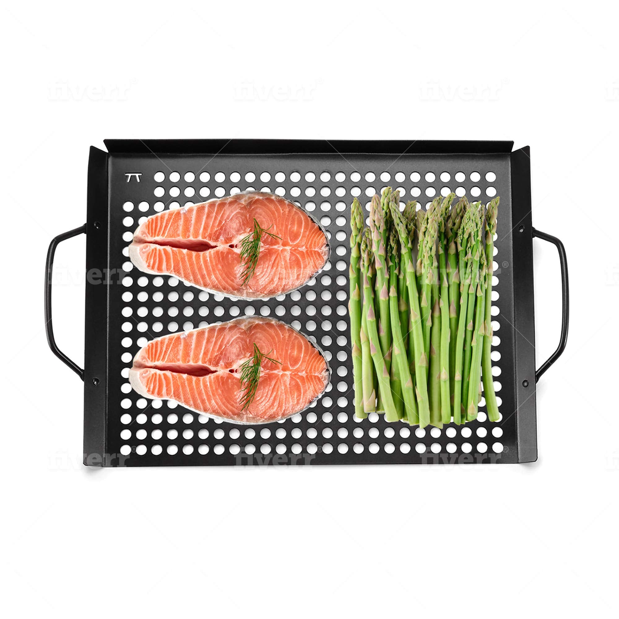 Outset 76452 Non-Stick Grilling And Bbq Grid, 7'' X 11'', 14'' X 11'', Set Of 2 Black
