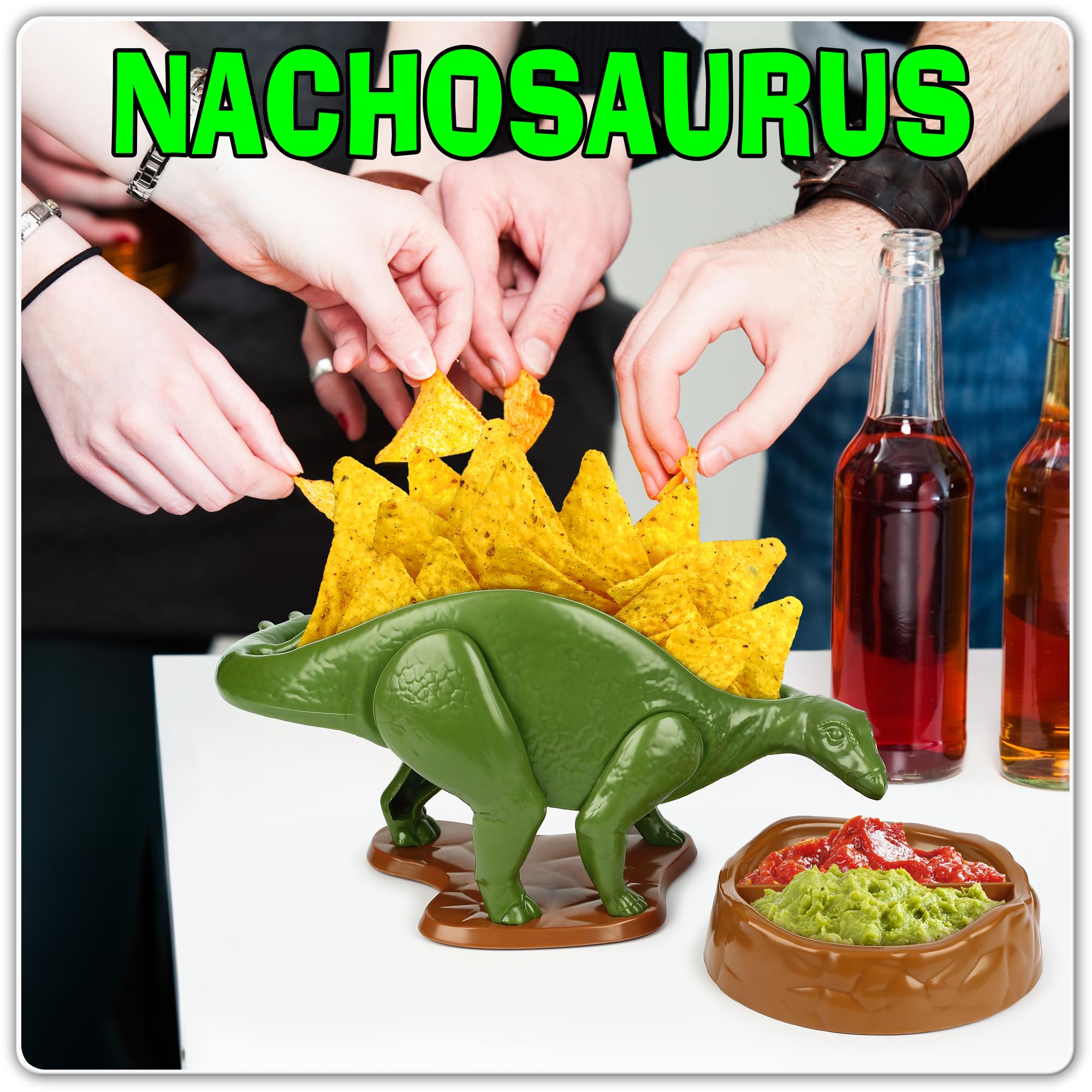 Funwares Original Nachosaurus Snack And Dip Set, Dinosaur Nacho Holder
