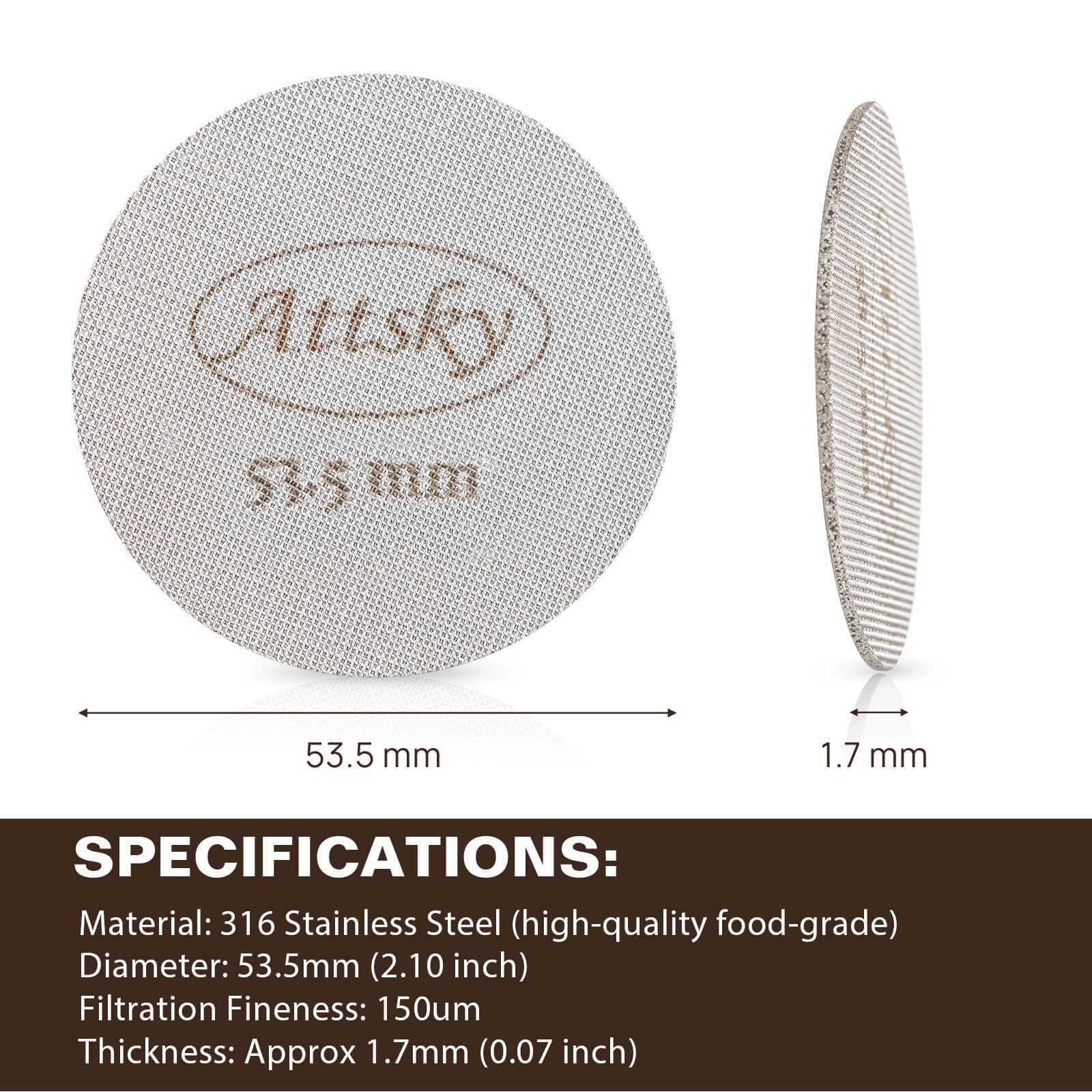 Attsky 53.5Mm Espresso Puck Screen, Espresso Filter For 54Mm Portafilter Filter Basket, Reusable Espresso Screen With 1.7Mm Thic
