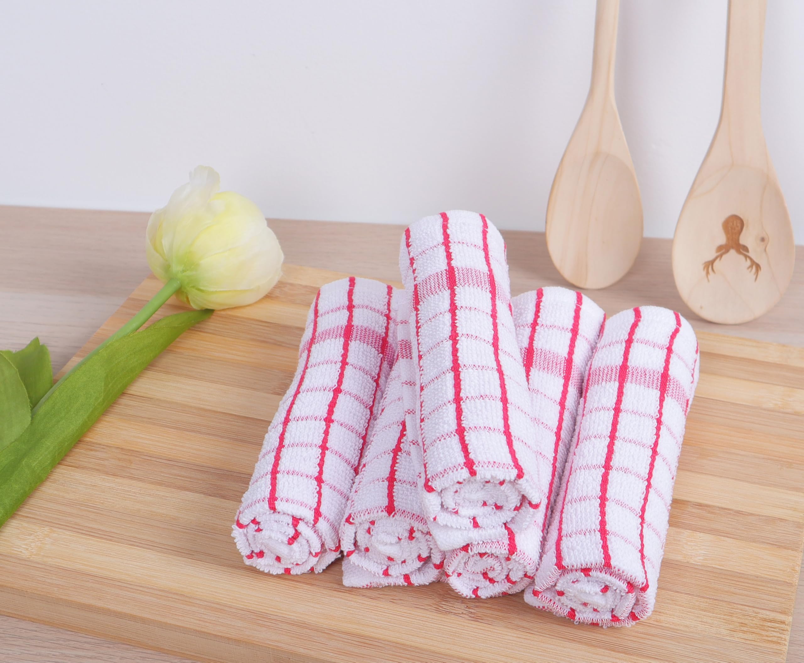 Amour Infini Kitchen Dish Cloths Set Of 8 - Ultra Soft, Highly Absorbent, Quick-Drying Terry Cotton Dishcloths 12''X12'' Inch Wa