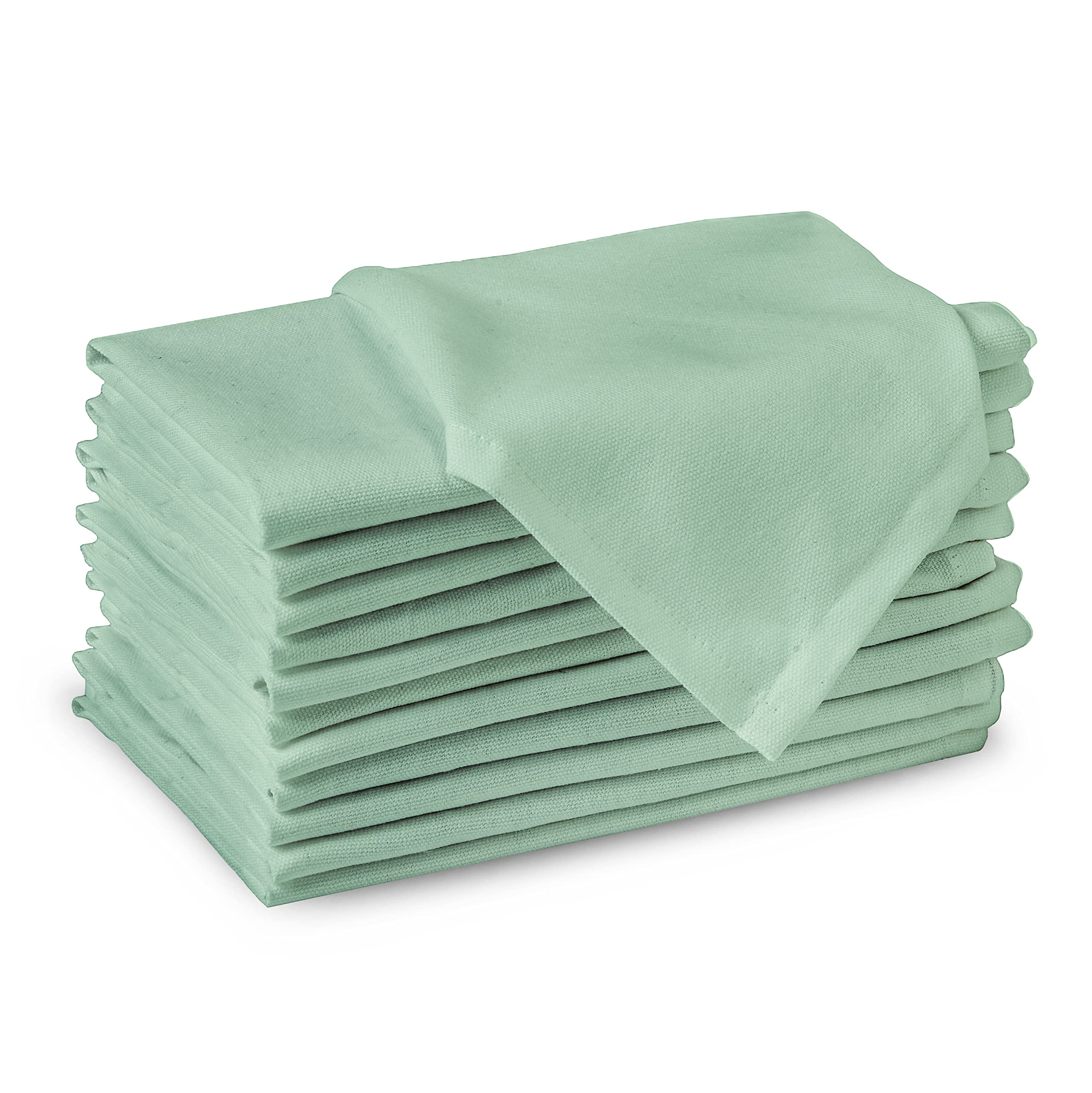 Encasa Xo Cotton Cloth Napkins | Set Of 12 | Size 17''X17'' | Mint Green Solid Color | Machine Washable