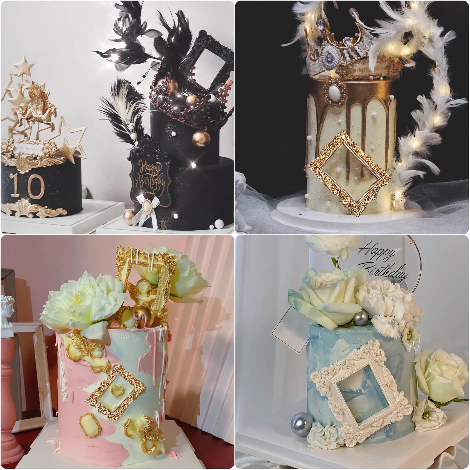 Baroque Photo Frame Fondant Molds, 2 Pcs Cake Decorating Silicone Molds For Candy Chocolate, Sugar Craft Paste, Cupcakes, Weddin